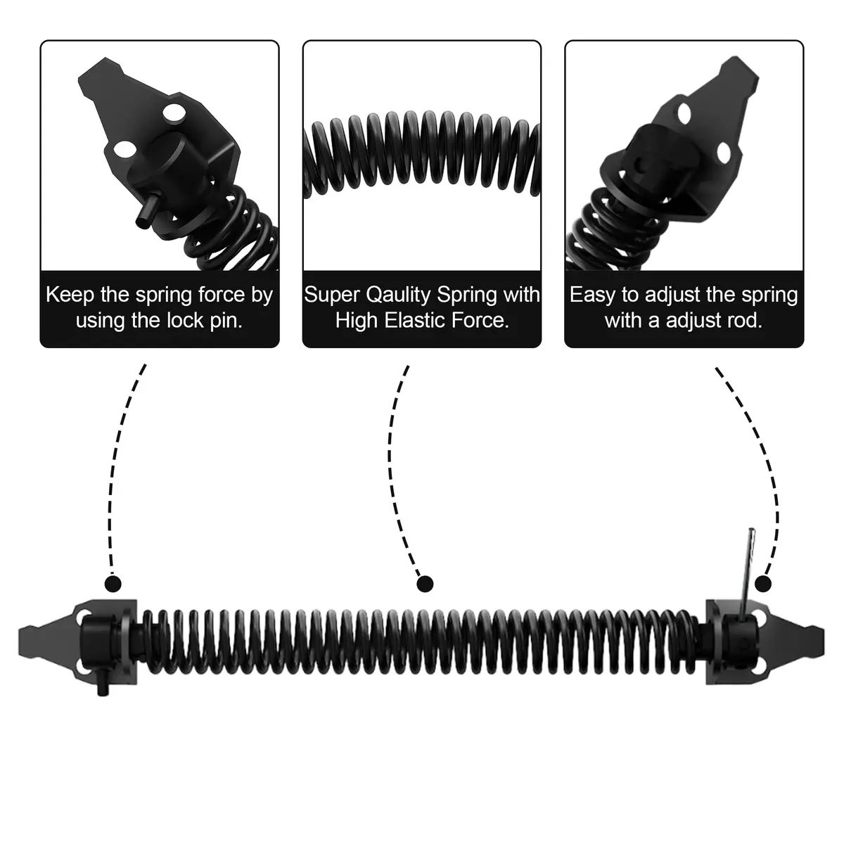 SKYSEN 14 Inch Black Self-Closing Fence Gate Spring | Heavy Duty Automatic Closure - view 5