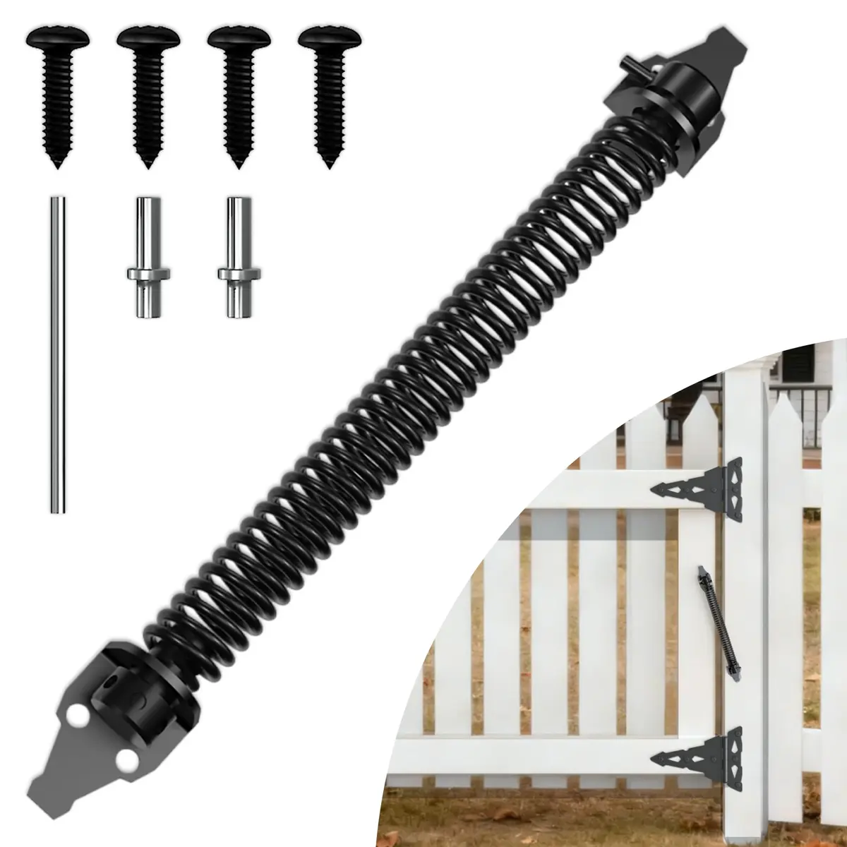 SKYSEN 14 Inch Black Self-Closing Fence Gate Spring | Heavy Duty Automatic Closure - main product image