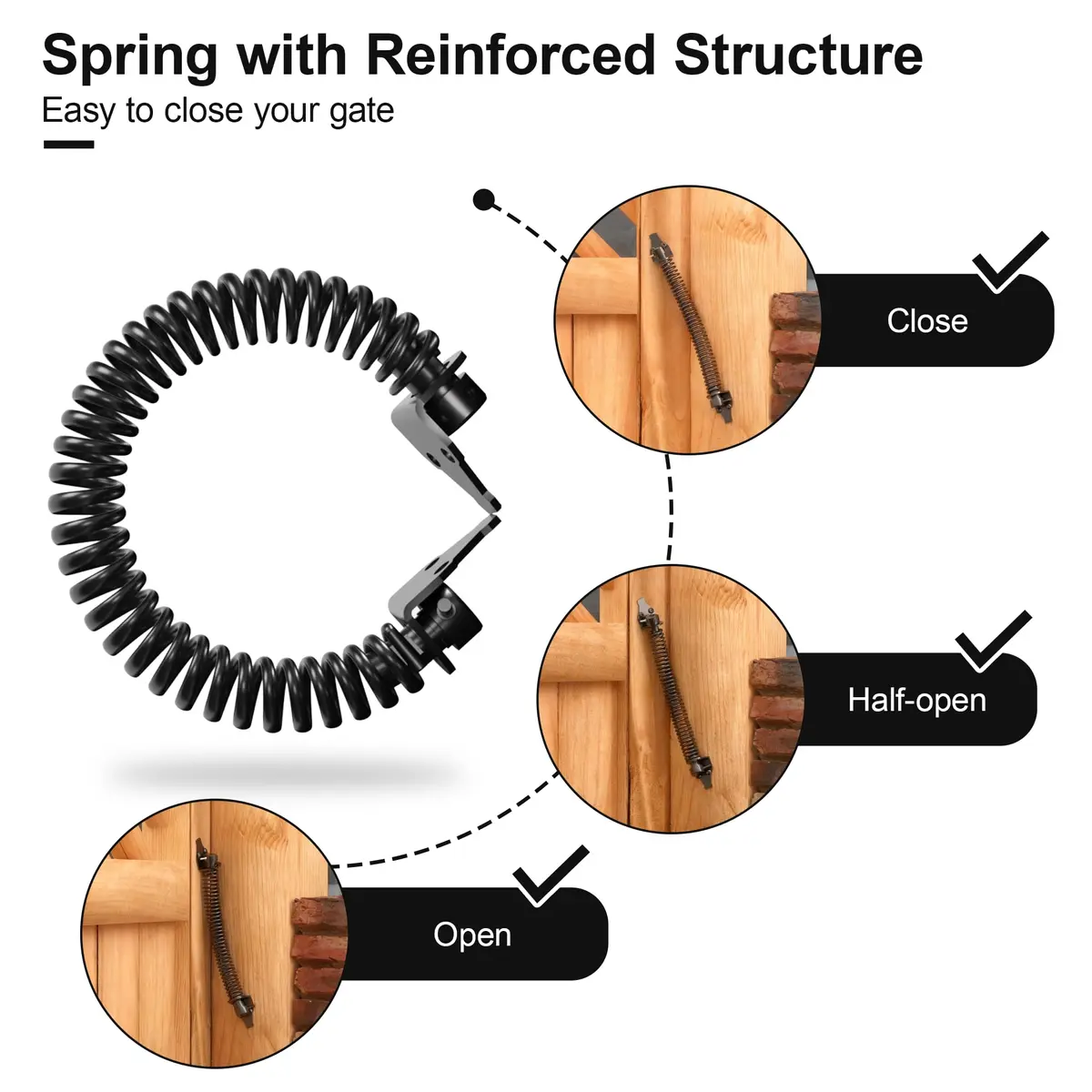 SKYSEN 14 Inch Black Self-Closing Fence Gate Spring | Heavy Duty Automatic Closure - view 3