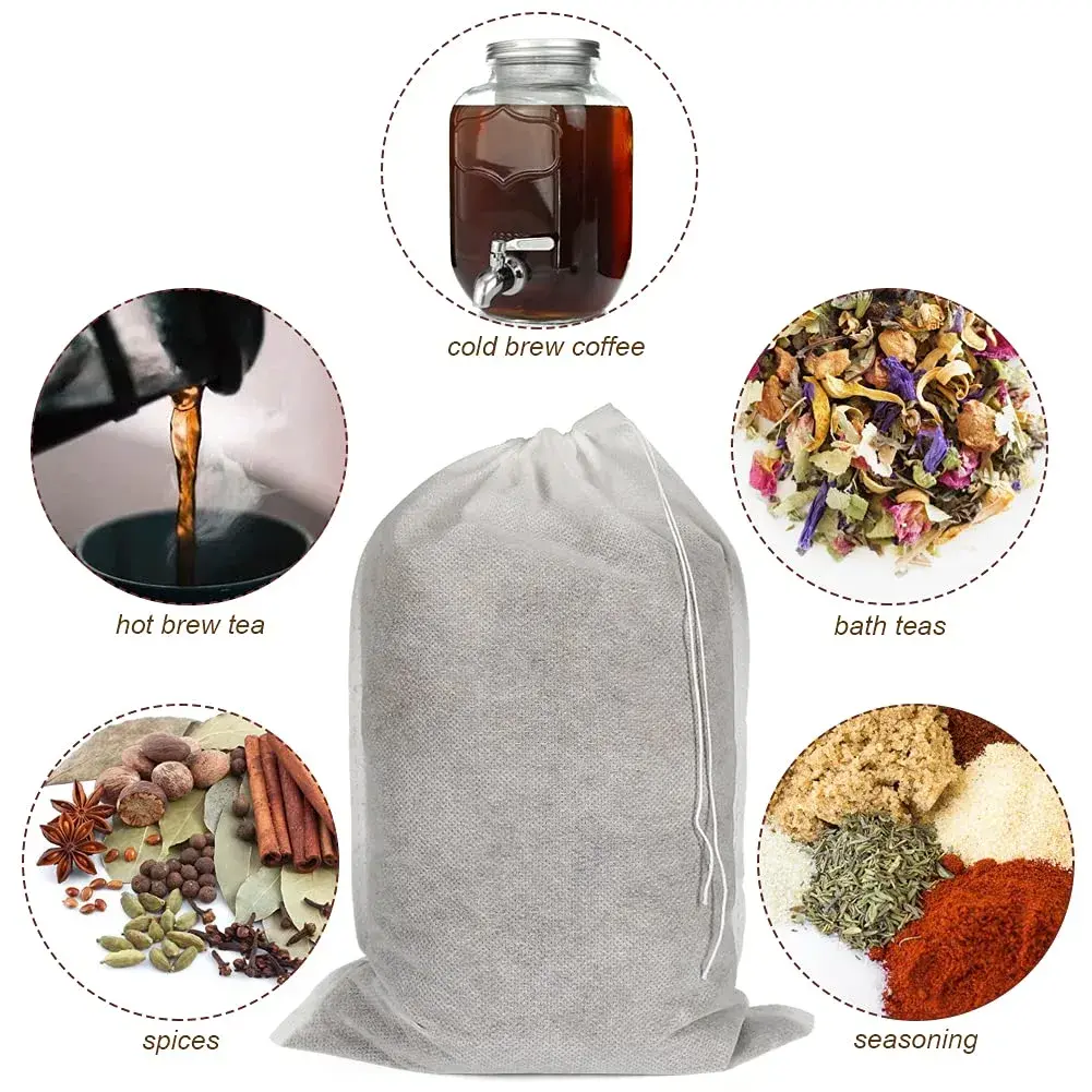 HRX Package Disposable Cold Brew Bags 8x12 inch (20x30cm) - 50 Count | Fine Mesh for Smooth Cold Brew Coffee & Tea - view 6