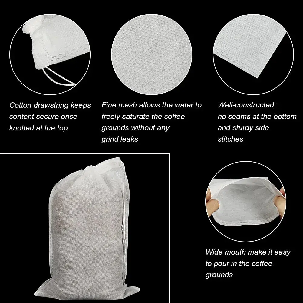 HRX Package Disposable Cold Brew Bags 8x12 inch (20x30cm) - 50 Count | Fine Mesh for Smooth Cold Brew Coffee & Tea - view 3