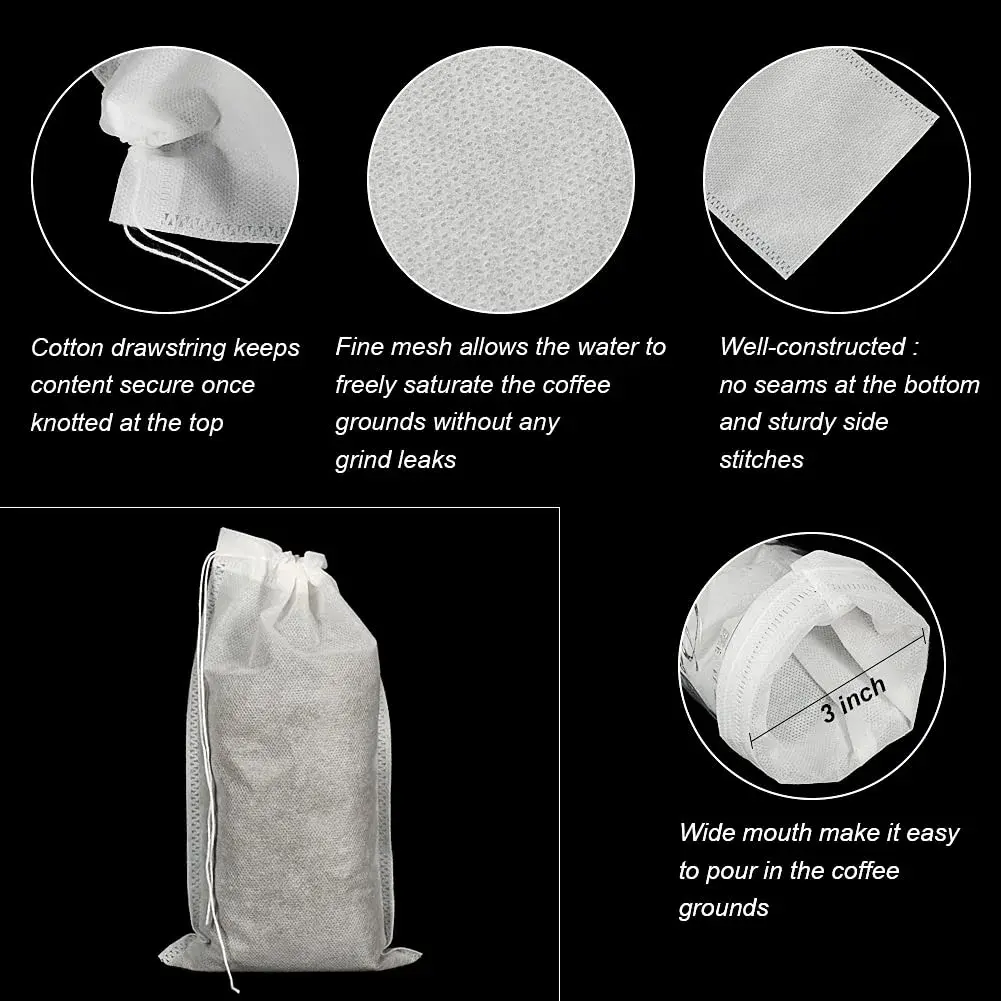 HRX Package Disposable Cold Brew Bags 6x10 inch (50 Count) | Fine Mesh for Smooth Coffee & Tea - view 3