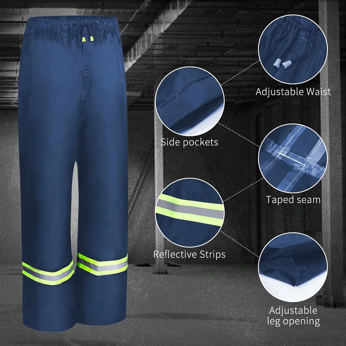 AMKsedom Waterproof Rain Suit for Men & Women | Breathable, Reflective, Lightweight (XXX-Large, Blue) - view 3