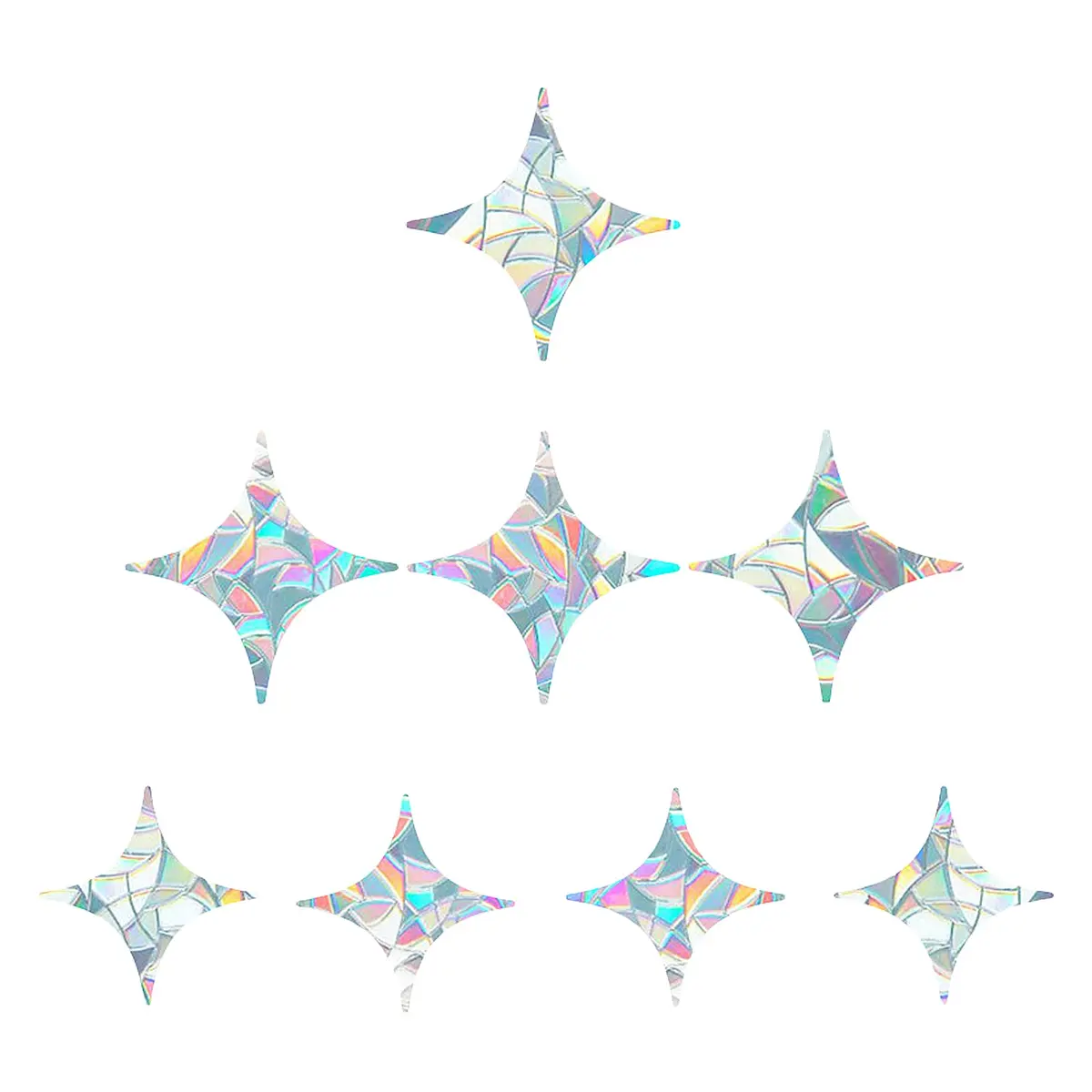 GORGECRAFT 8PCS Star Static Window Clings | Rainbow Bird Collision Prevention, Non-Adhesive, Vinyl, 12x12cm & 15x15cm - main product image