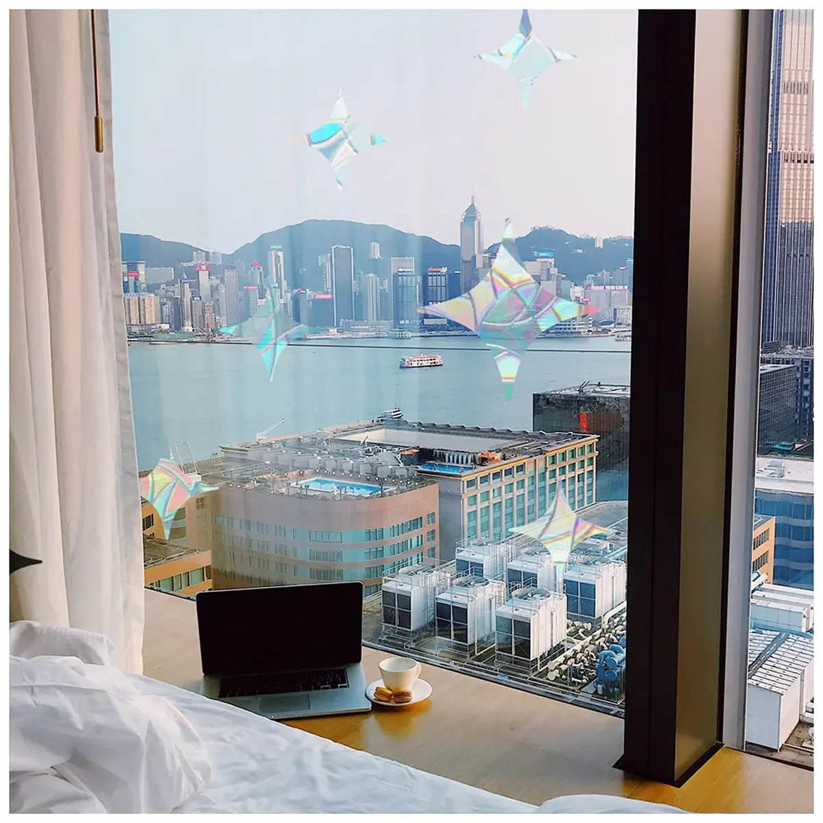 GORGECRAFT 8PCS Star Static Window Clings | Rainbow Bird Collision Prevention, Non-Adhesive, Vinyl, 12x12cm & 15x15cm - view 5