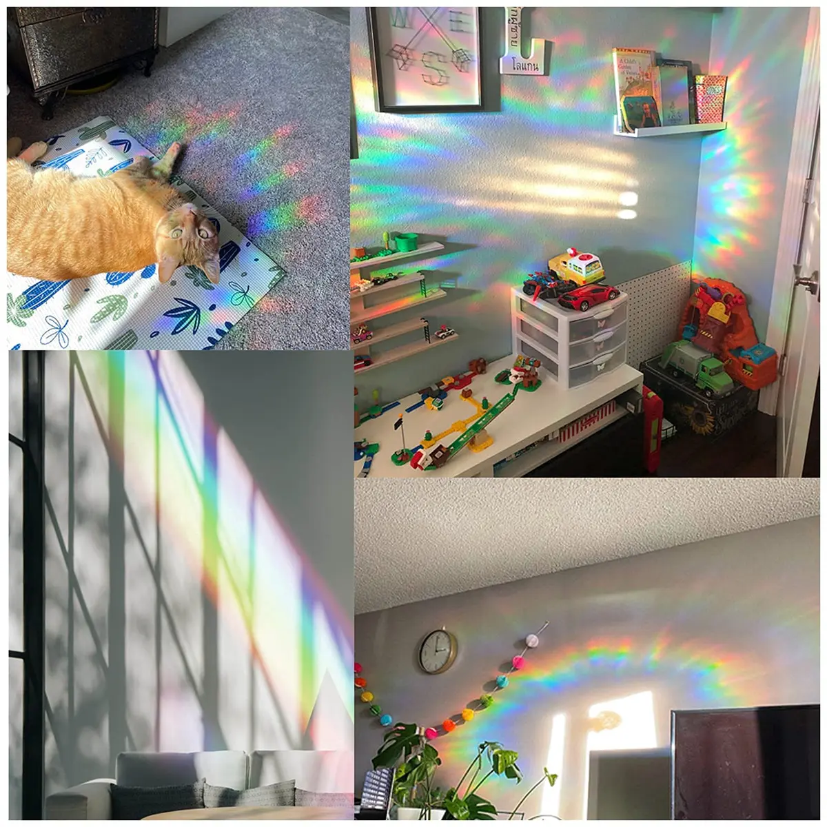 GORGECRAFT 8PCS Star Static Window Clings | Rainbow Bird Collision Prevention, Non-Adhesive, Vinyl, 12x12cm & 15x15cm - view 3