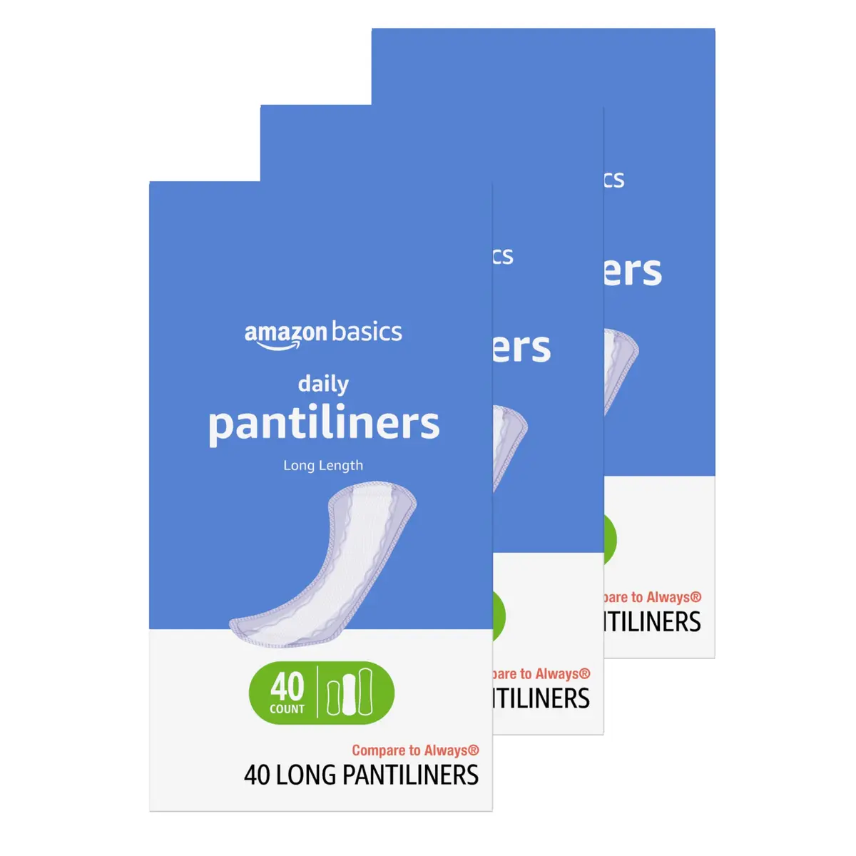 Amazon Basics Daily Pantiliner, Long Length, Unscented, 120 Count | Thin & Comfortable for Daily Freshness - main product image