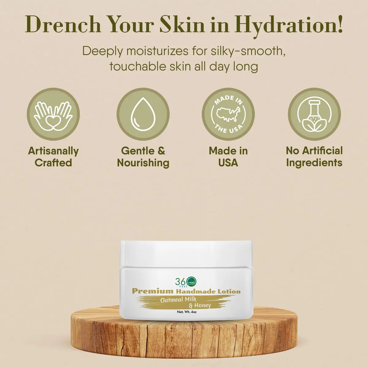 360Feel Oatmeal Milk & Honey Body Lotion 4 Fl Oz | Hydrates Sensitive & Dry Skin All Day - view 3