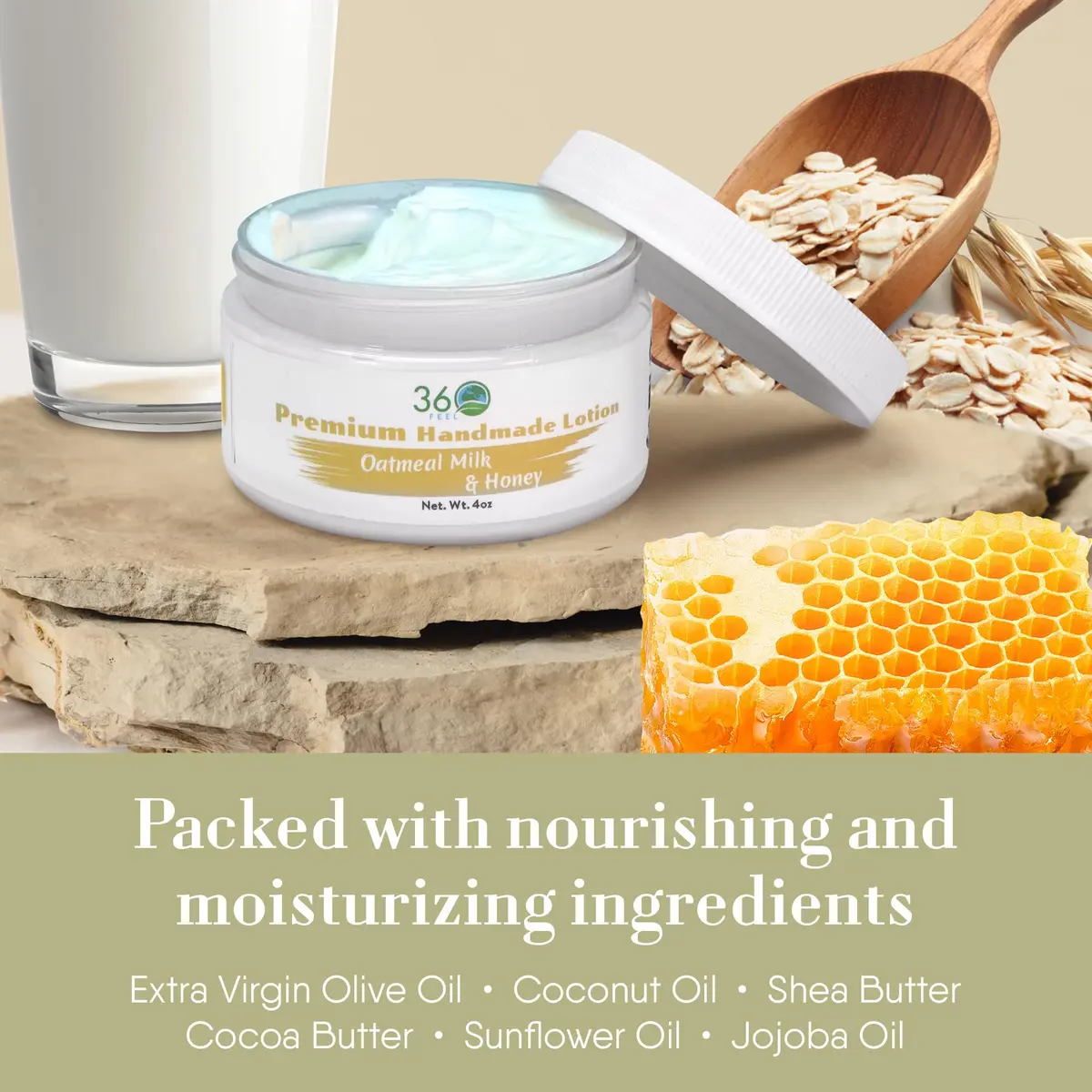 360Feel Oatmeal Milk & Honey Body Lotion 4 Fl Oz | Hydrates Sensitive & Dry Skin All Day - view 4
