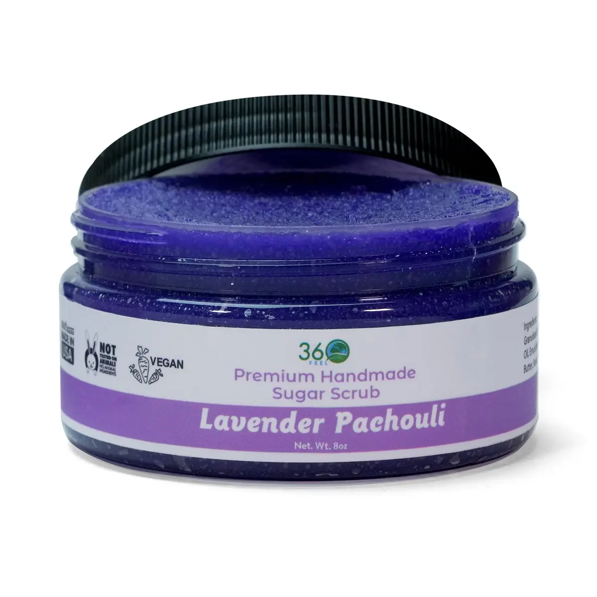 360Feel Lavender Patchouli Sugar Body Scrub - Exfoliating & Moisturizing, 8 Fl Oz - main product image