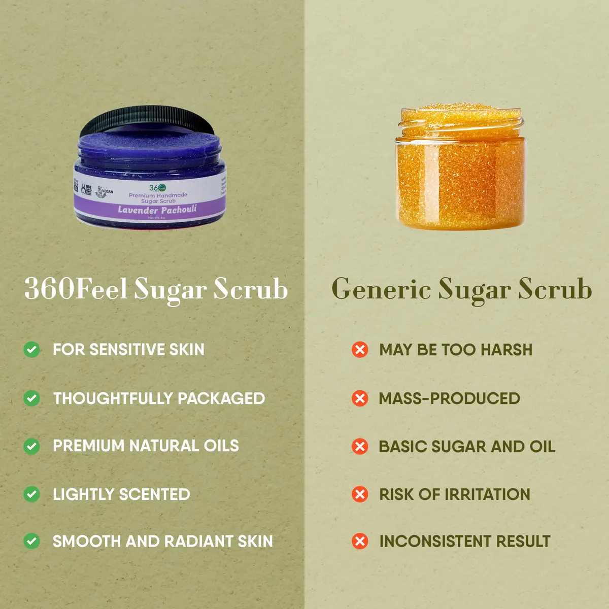 360Feel Lavender Patchouli Sugar Body Scrub - Exfoliating & Moisturizing, 8 Fl Oz - view 6