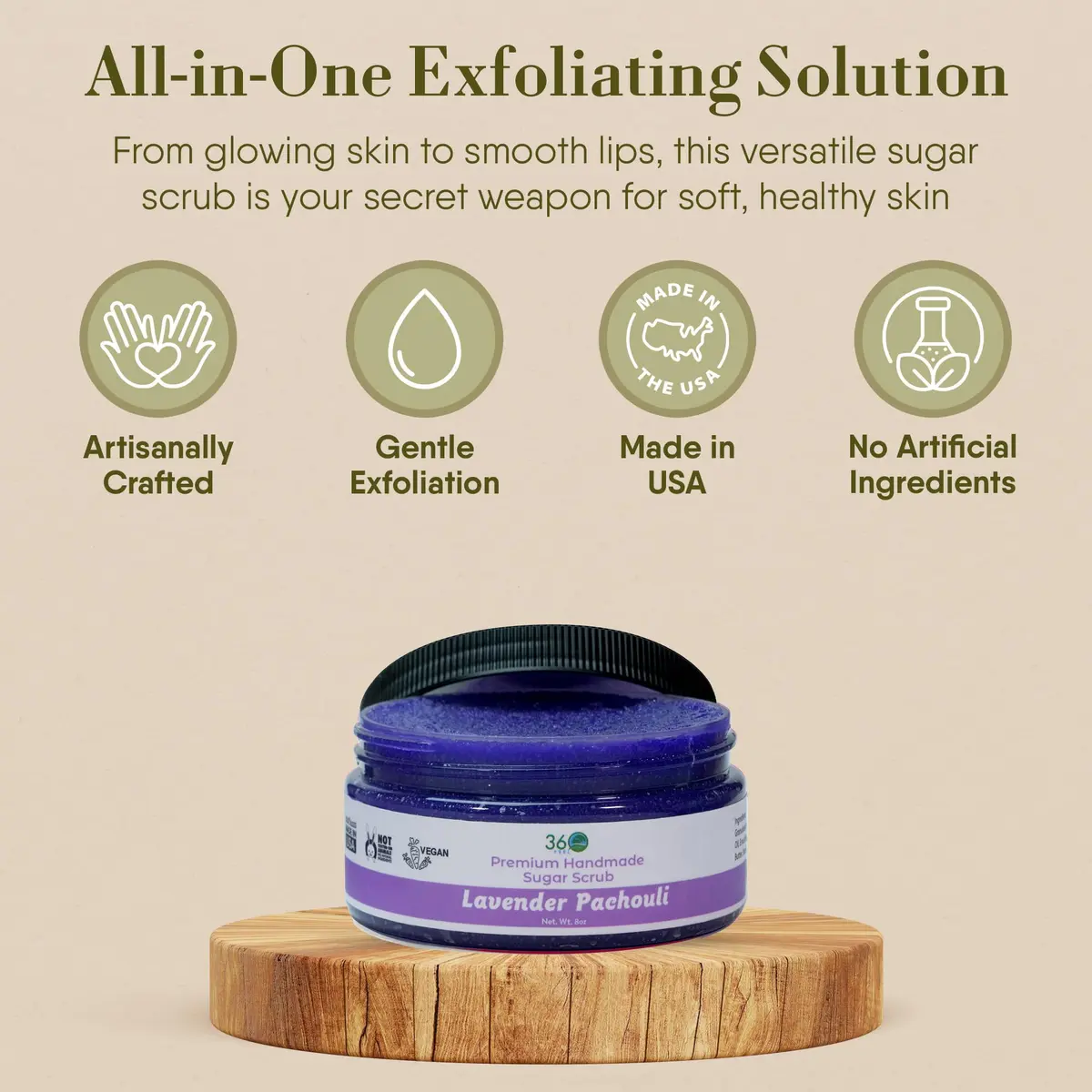 360Feel Lavender Patchouli Sugar Body Scrub - Exfoliating & Moisturizing, 8 Fl Oz - view 3