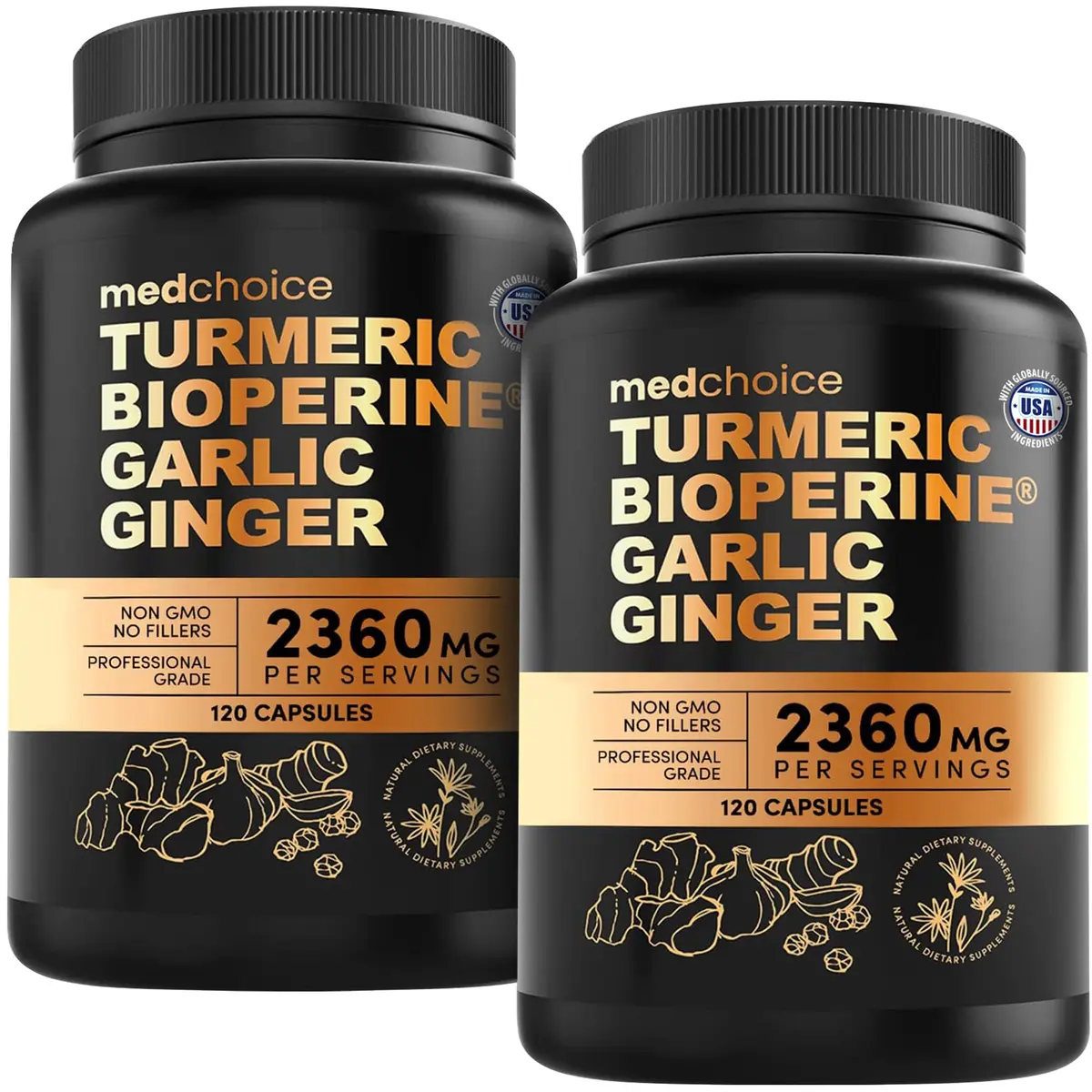 MEDCHOICE 4-in-1 Turmeric Joint Support with Garlic & BioPerine, 120ct | Supports Mobility & Joint Comfort - main product image