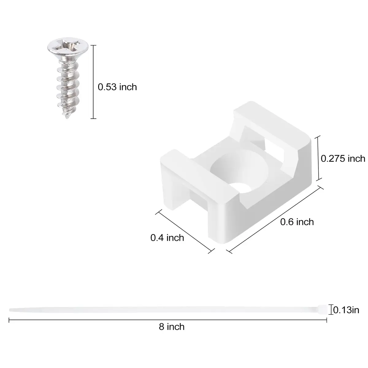 XHF Cable Zip Tie Saddle Type Mounts Base | 8" Nylon Cable Ties & Screws for Indoor & Outdoor Use - view 2