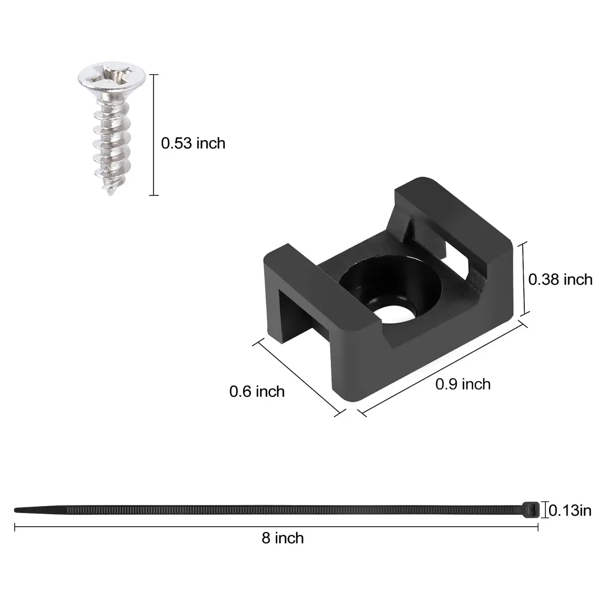XHF Cable Zip Tie Saddle Mounts Base 8" Nylon Black | Organize Cables Indoors & Outdoors - view 2
