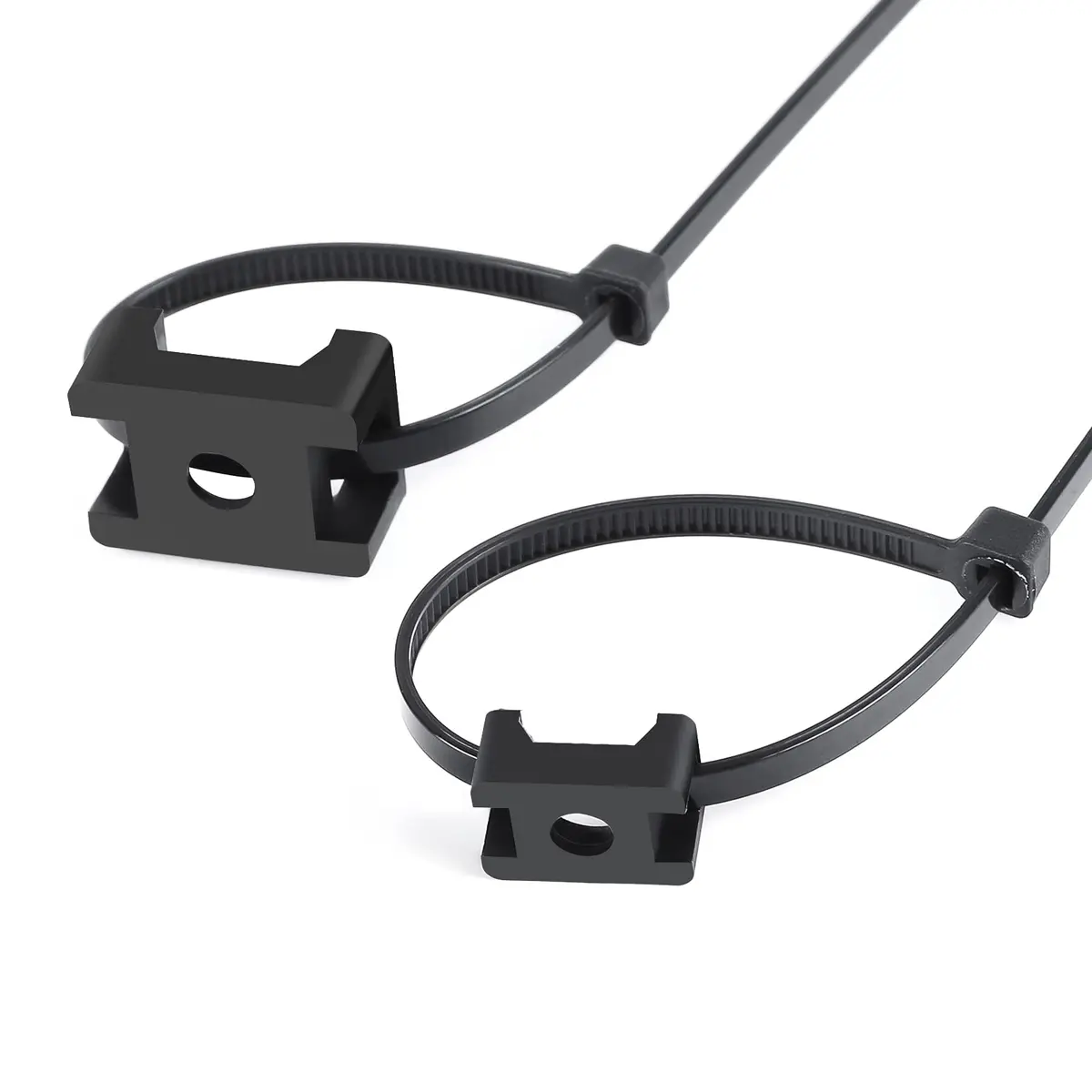 XHF Cable Zip Tie Saddle Mounts Base 8" Nylon Black | Organize Cables Indoors & Outdoors - view 3
