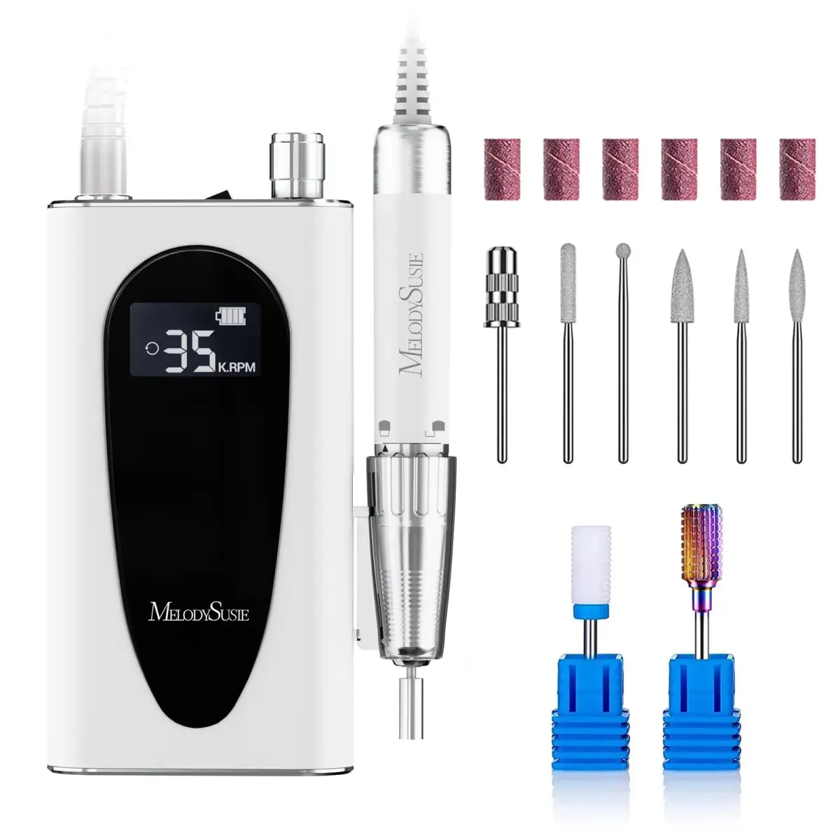 MelodySusie MM400C Cordless Nail Drill 35,000 RPM | 15+ Hour Battery Life, 400 gf·cm Torque, Low Heat & Vibration - main product image