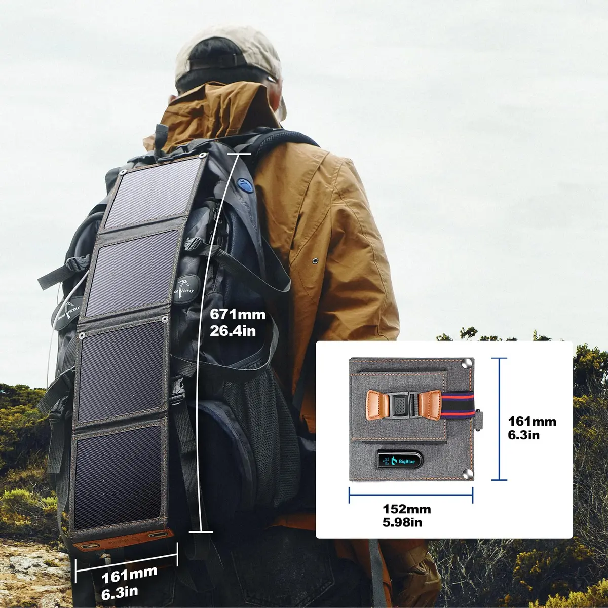 BigBlue 14W Solar Panel with USB-A Port Waterproof Portable Solar Phone Charger for Hiking - view 5
