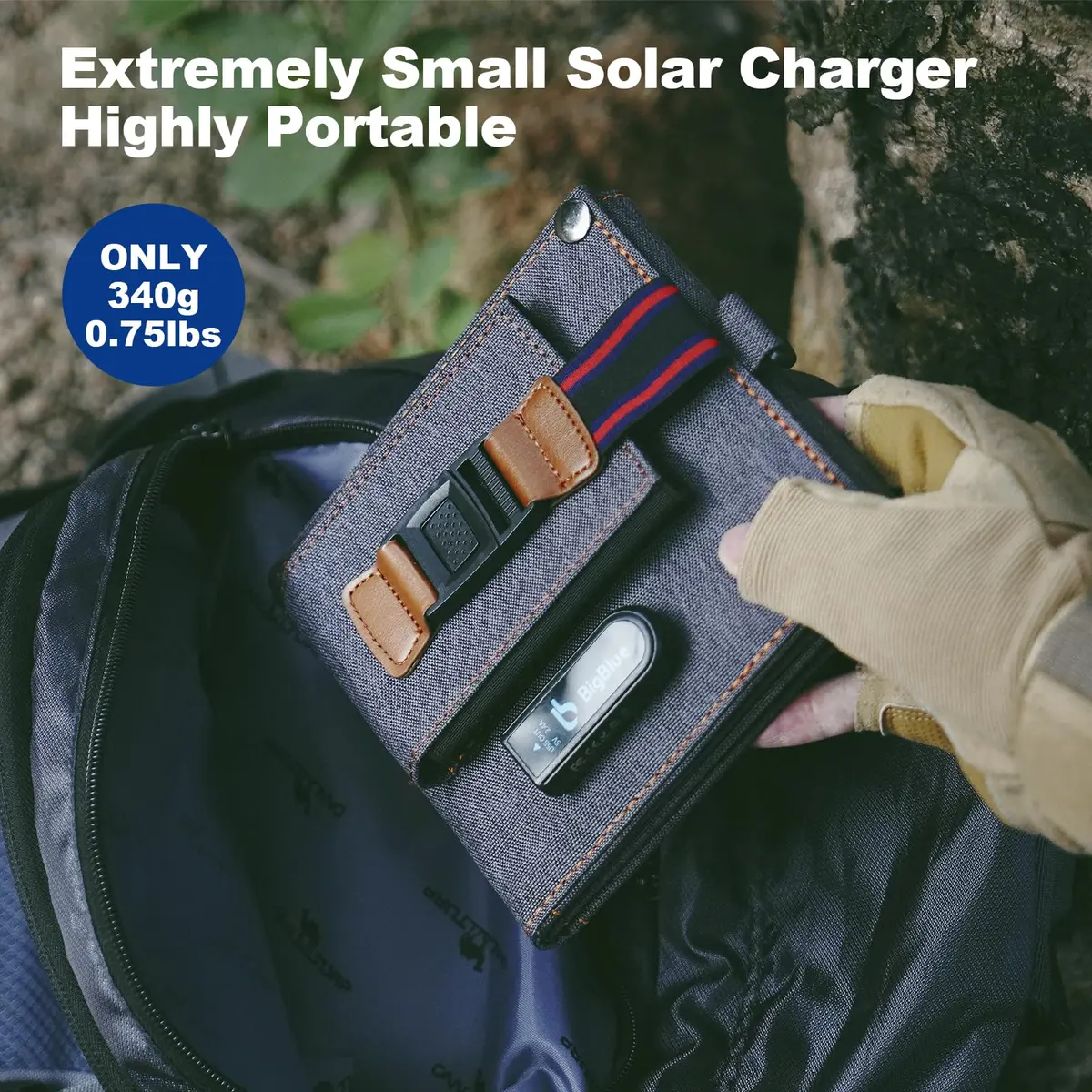 BigBlue 14W Solar Panel with USB-A Port Waterproof Portable Solar Phone Charger for Hiking - view 6
