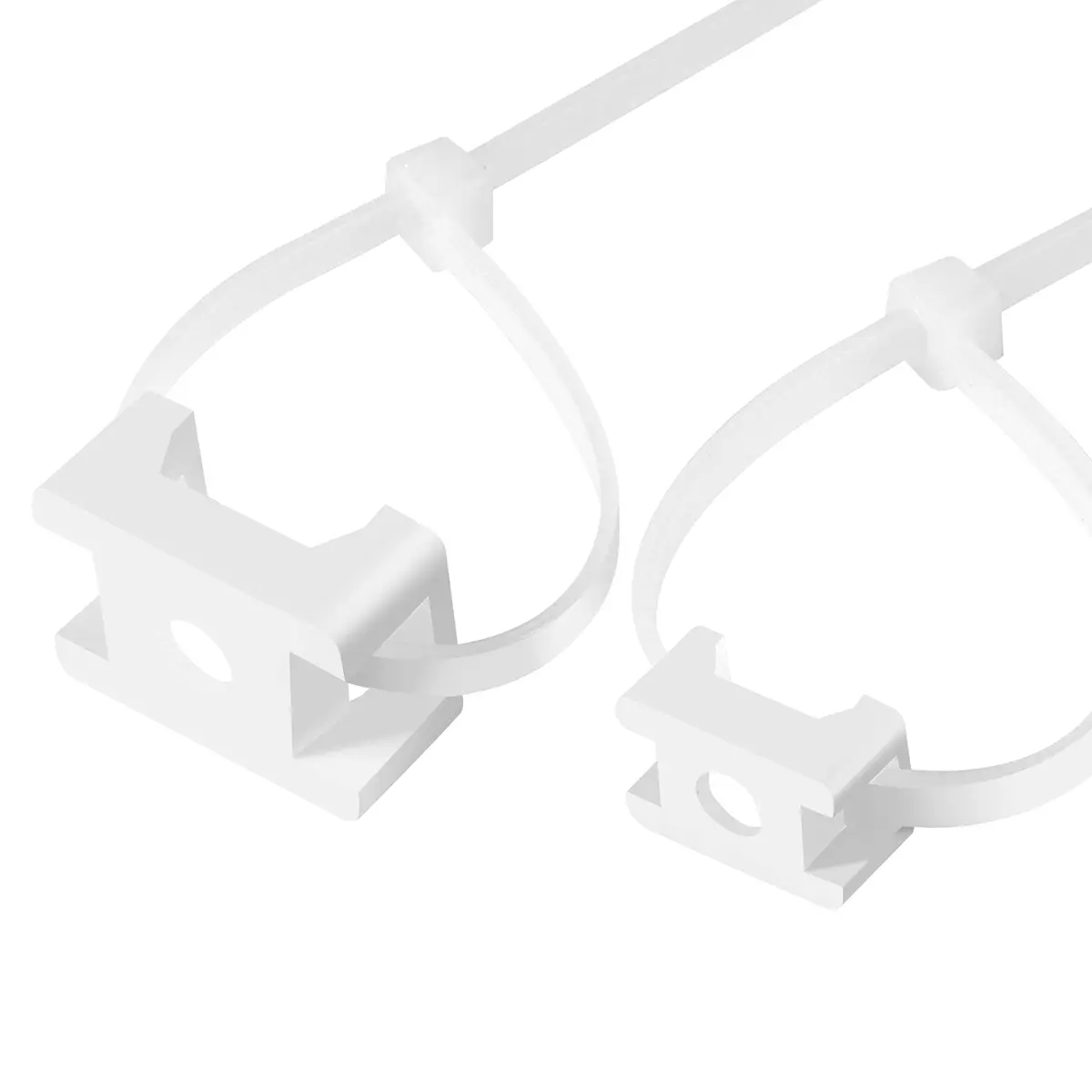 XHF White 100 pcs Cable Zip Tie Saddle Type Mounts Base with 8" Cable Ties | Durable Nylon Organizer (70-120 chars) - view 3