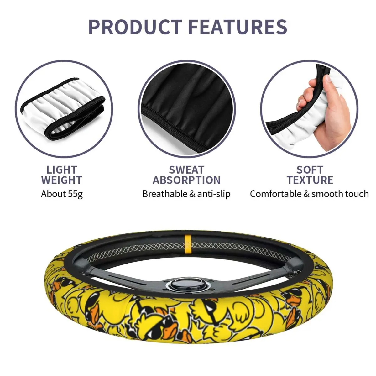 KUOAICY Duck Print Steering Wheel Cover 15 Inch | Breathable Neoprene Car Accessory - view 2