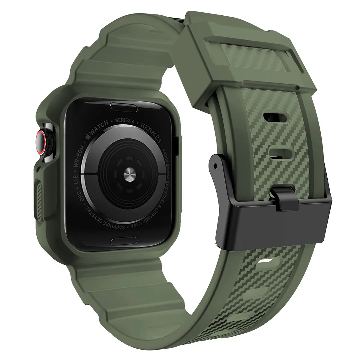 OROBAY Shockproof Rubber Band with Case for Apple Watch 45mm/44mm/42mm | Military Style - view 2