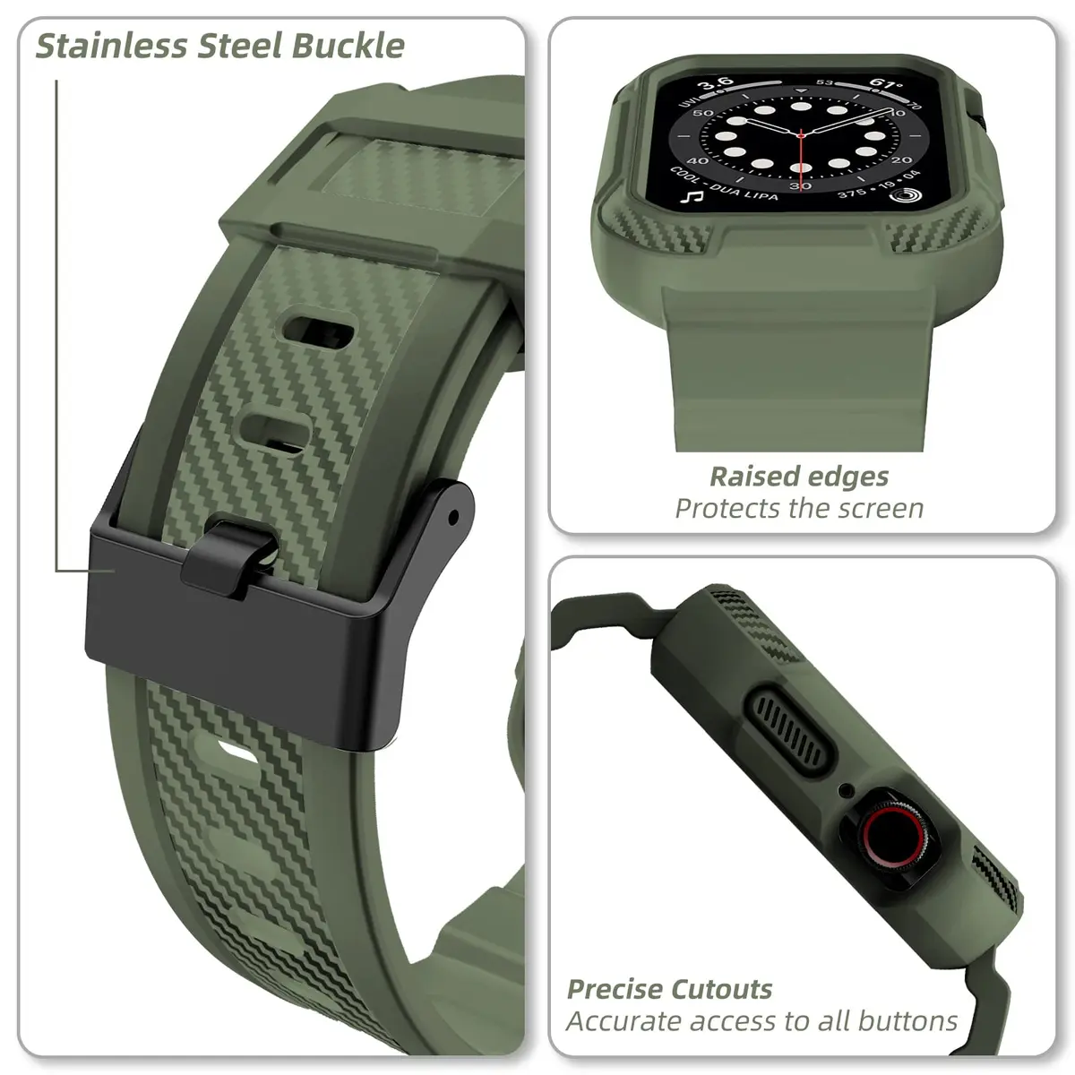 OROBAY Shockproof Rubber Band with Case for Apple Watch 45mm/44mm/42mm | Military Style - view 4