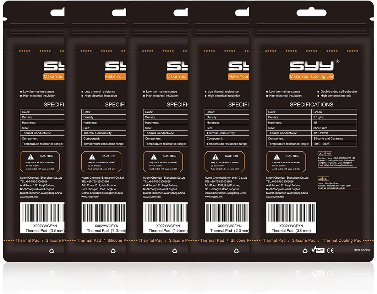 SYY Silicone Thermal Pad 80x40x1.5mm | High Conductivity, Easy Cut, Durable for CPU GPU SSD - view 7