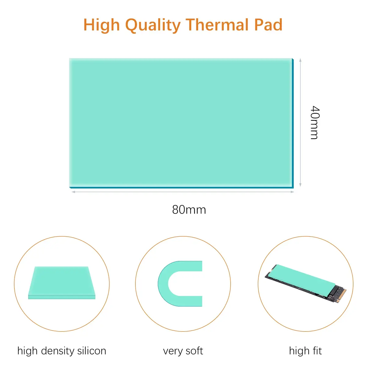 SYY Silicone Thermal Pad 80x40x1.5mm | High Conductivity, Easy Cut, Durable for CPU GPU SSD - view 2