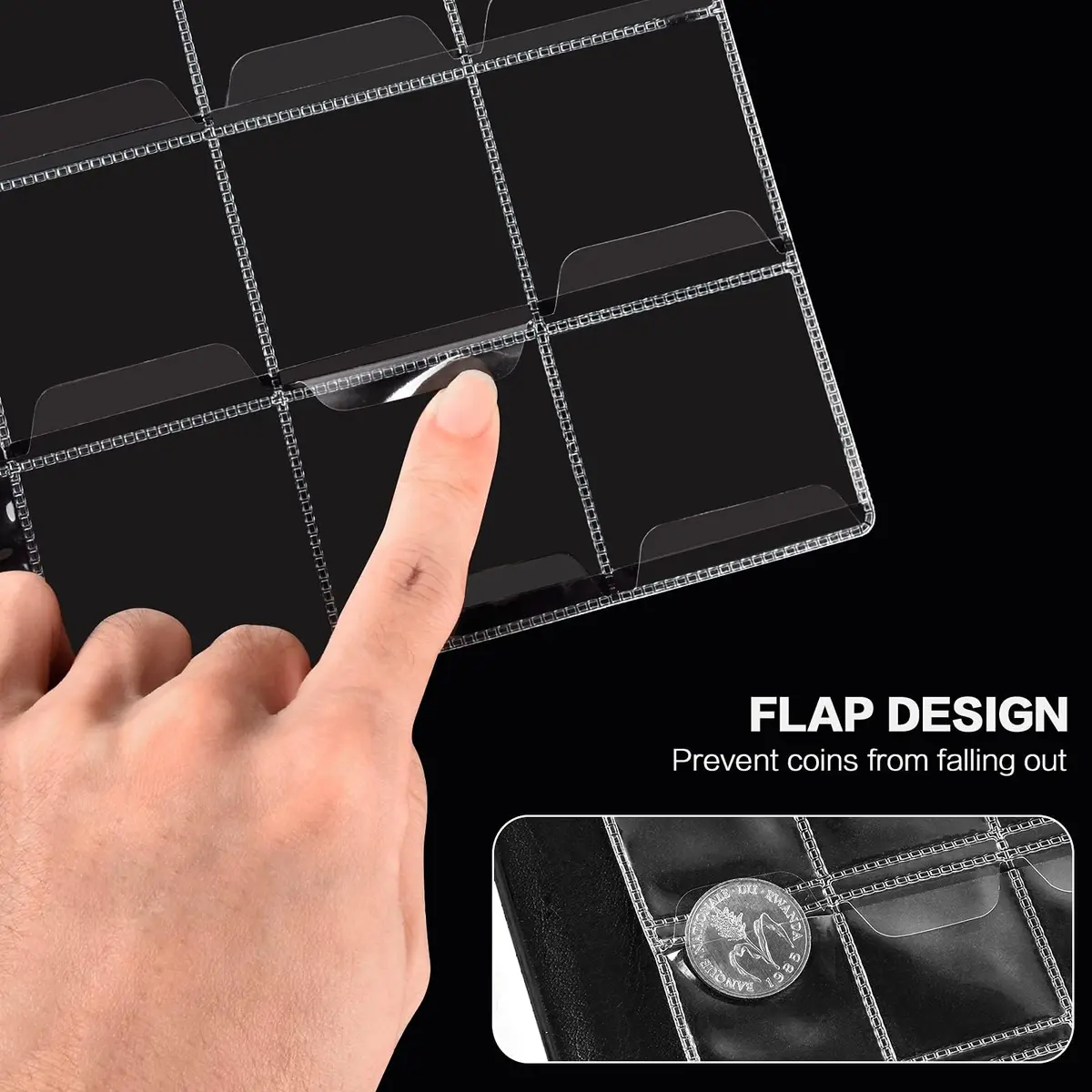 GWCASE Coin Collection Book Holder Albums for Collectors, 312 Pockets | Classic Black Display Album - view 4