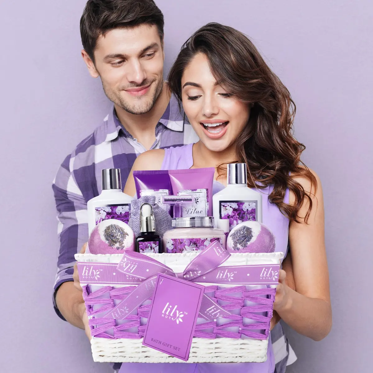 LILY ROY 17-Piece Spa Gift Set | Lavender Lilac Scent, Reusable Basket, Sulfate-Free, Cruelty-Free, Perfect for Women - view 7