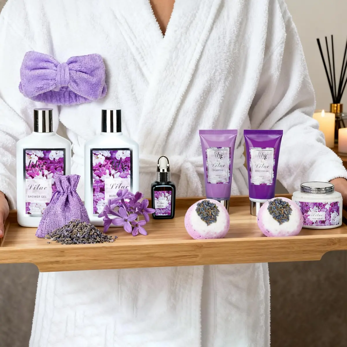LILY ROY 17-Piece Spa Gift Set | Lavender Lilac Scent, Reusable Basket, Sulfate-Free, Cruelty-Free, Perfect for Women - view 4