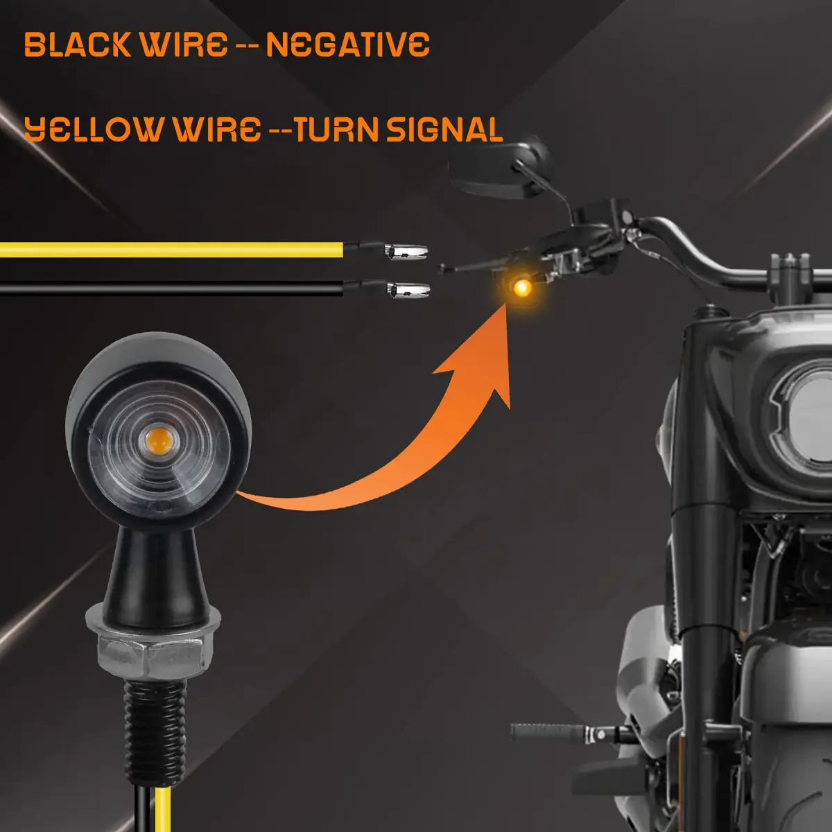 QUASCO Mini LED Motorcycle Turn Signal Lights with 8mm Mounting Bolt | Amber Light, Universal Fit for 12V DC Systems - view 3