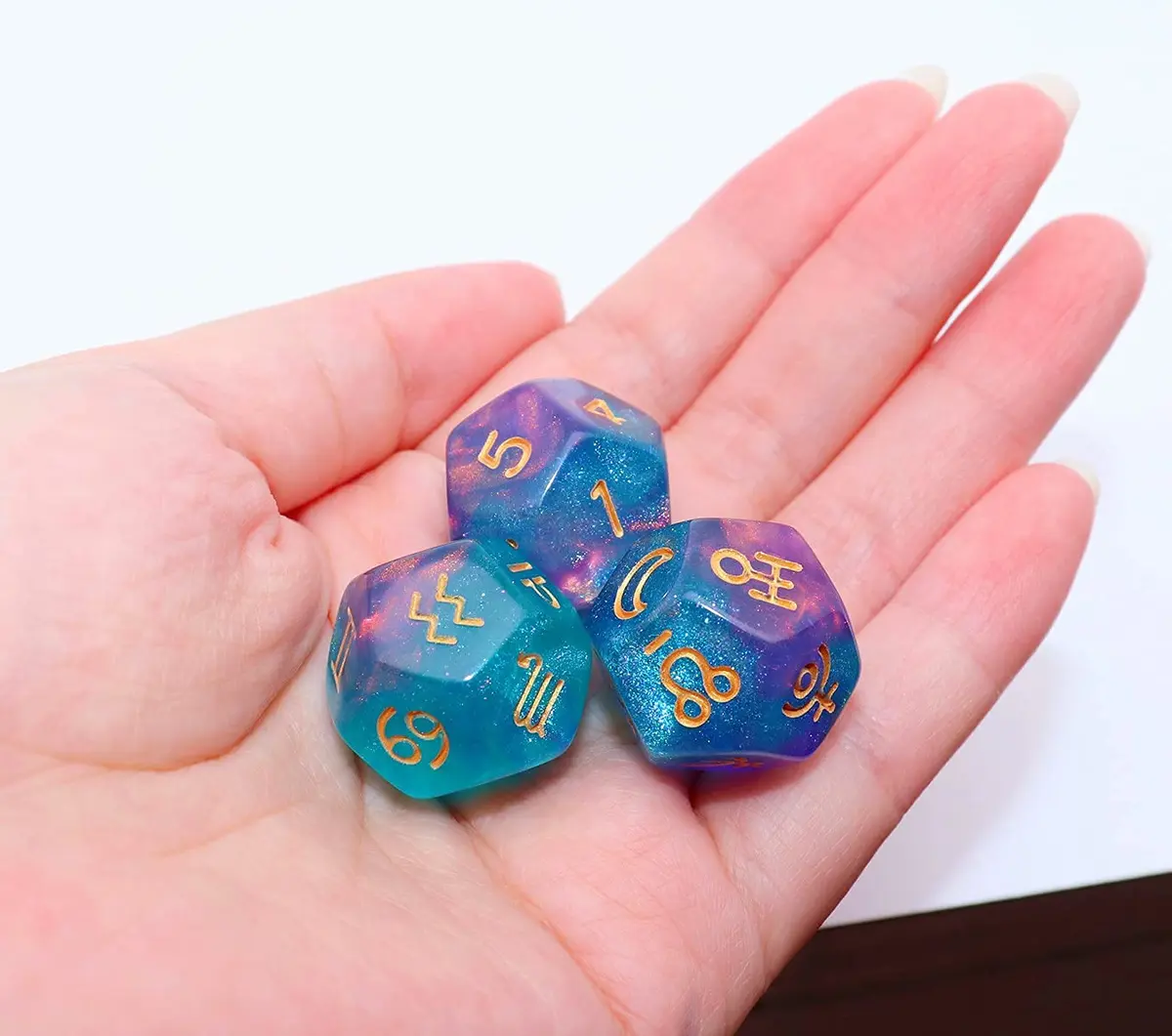 CREEBUY Astrology Dice 3 Pieces | Polyhedral Constellation Divination Astro Dice Large - view 6