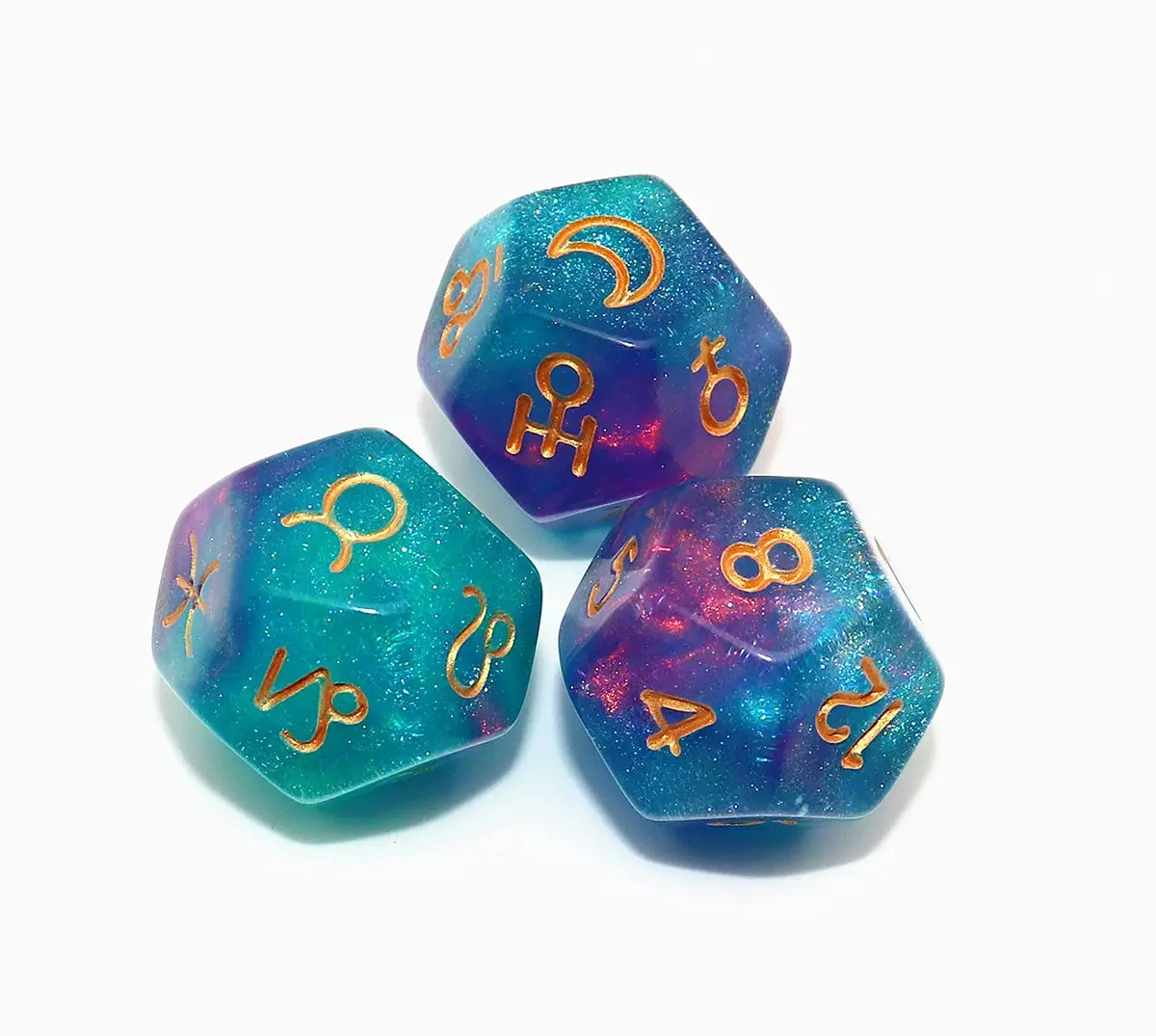 CREEBUY Astrology Dice 3 Pieces | Polyhedral Constellation Divination Astro Dice Large - view 2