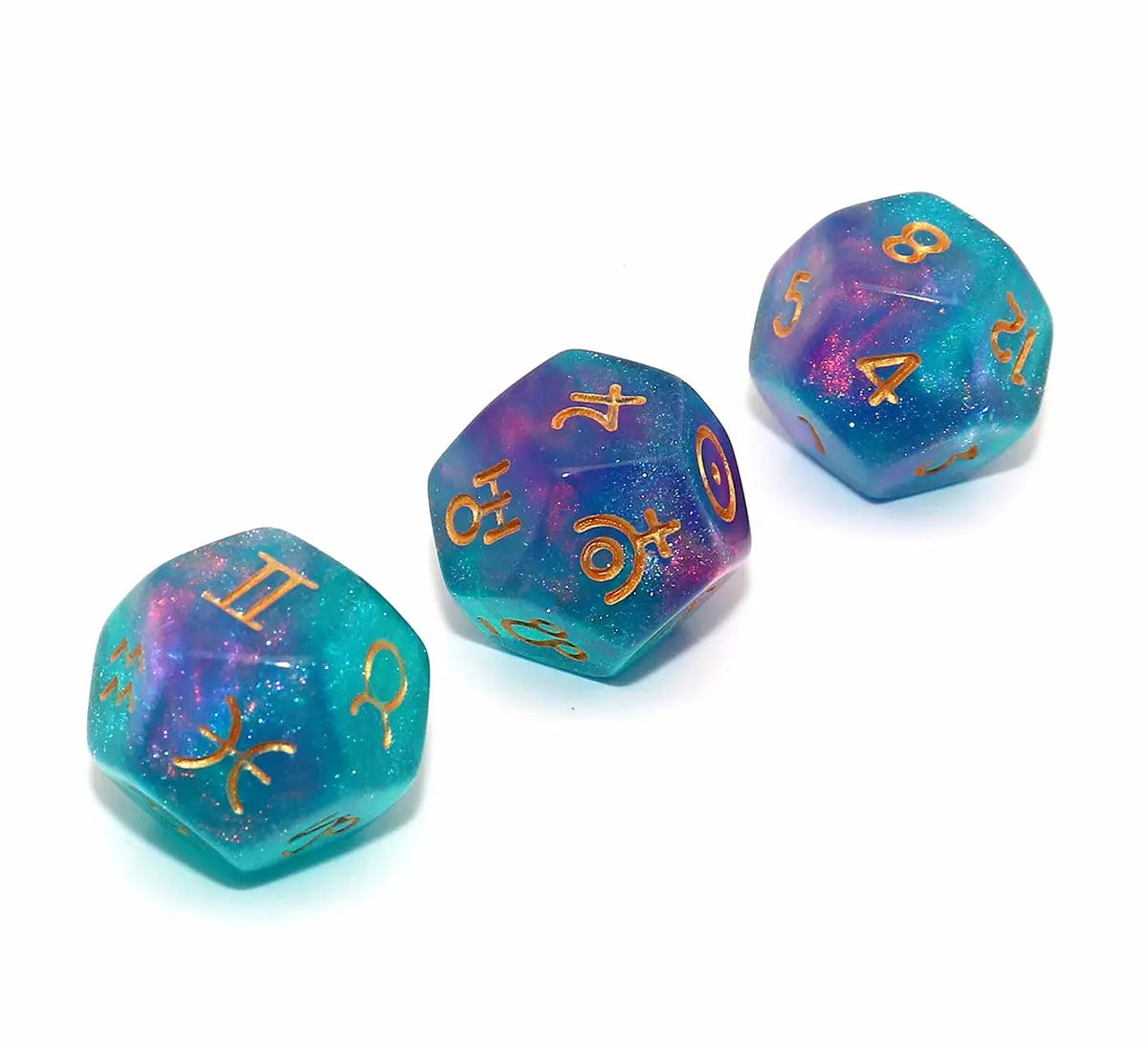 CREEBUY Astrology Dice 3 Pieces | Polyhedral Constellation Divination Astro Dice Large - view 3