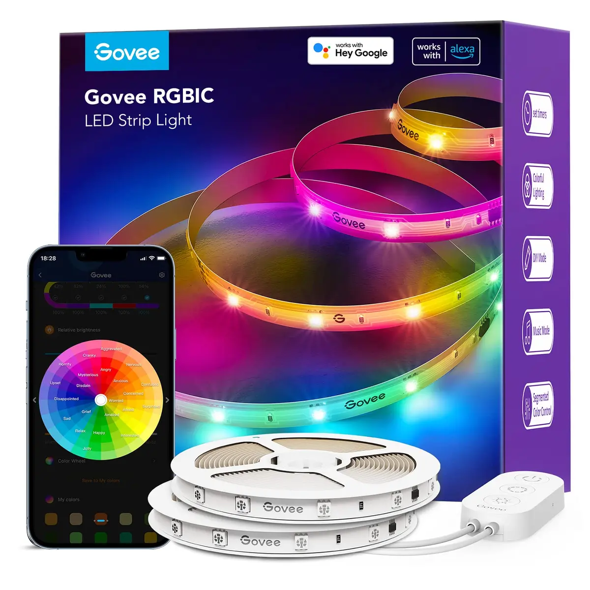 Govee RGBIC LED Strip Lights 20m (65.6ft) | Voice Control, Music Sync, DIY Modes - main product image