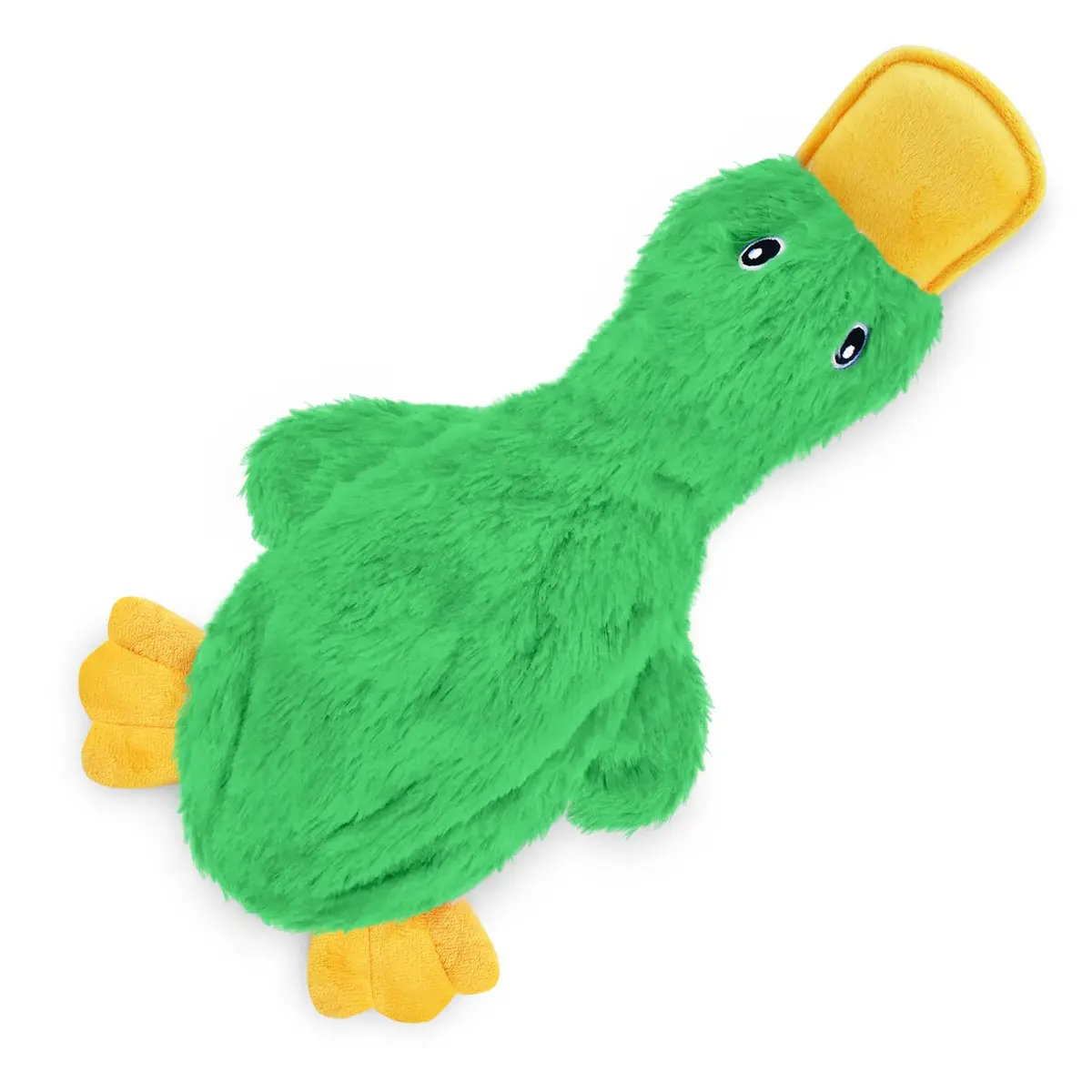 Best Pet Supplies Interactive Squeaky Dog Toy - Crinkle Duck, Green | No Stuffing, Crinkle Paper, Squeaker, 15" - main product image