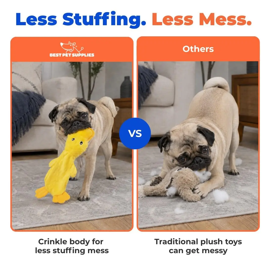 Best Pet Supplies Interactive Squeaky Dog Toy - Crinkle Duck, Yellow | No Mess, Durable & Fun (70-120 chars) - view 5