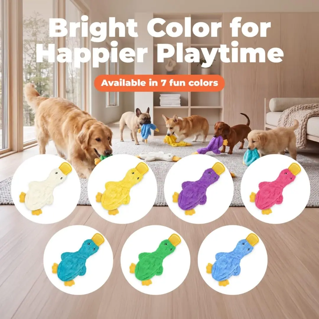 Best Pet Supplies Interactive Squeaky Dog Toy - Crinkle Duck, Yellow | No Mess, Durable & Fun (70-120 chars) - view 6