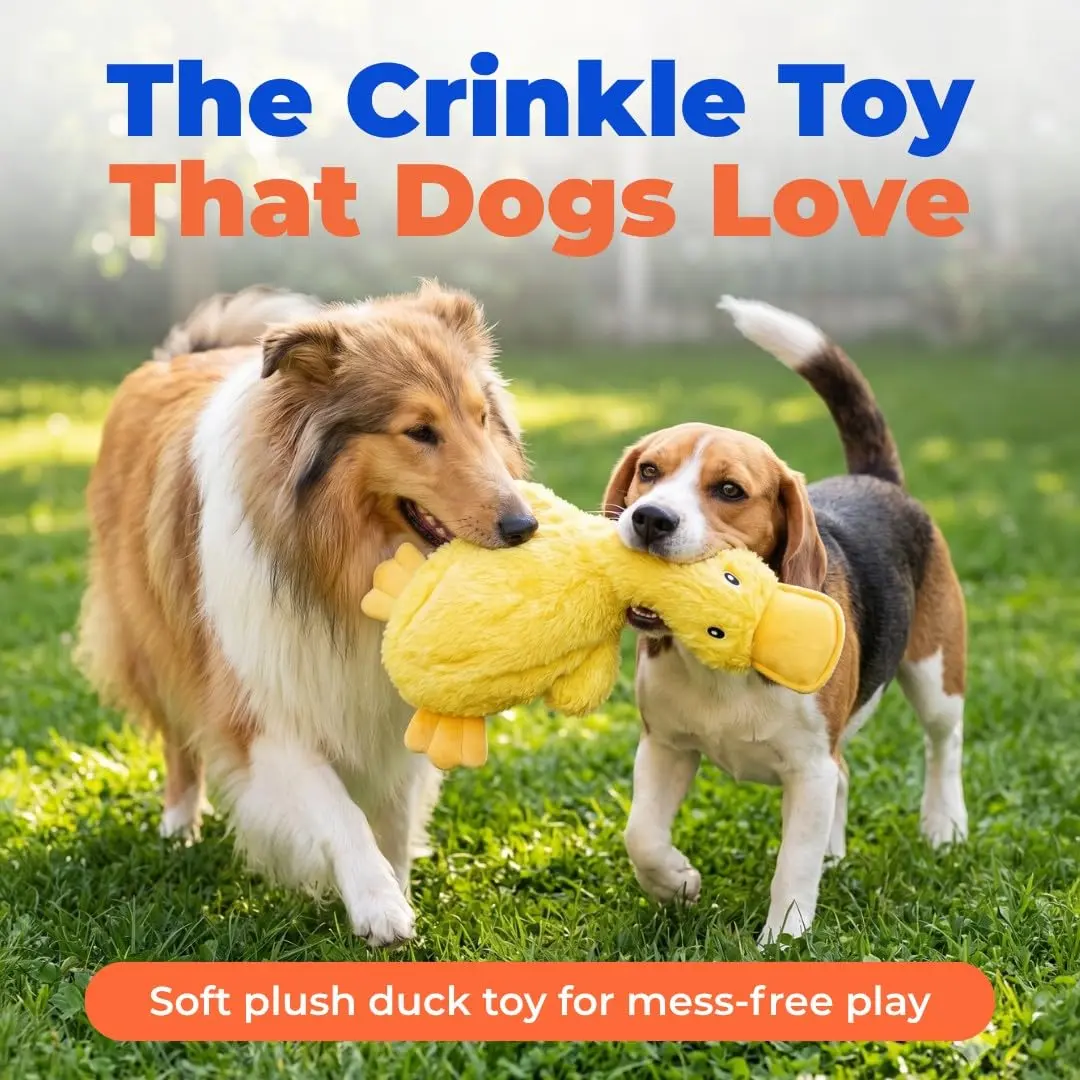Best Pet Supplies Interactive Squeaky Dog Toy - Crinkle Duck, Yellow | No Mess, Durable & Fun (70-120 chars) - view 2