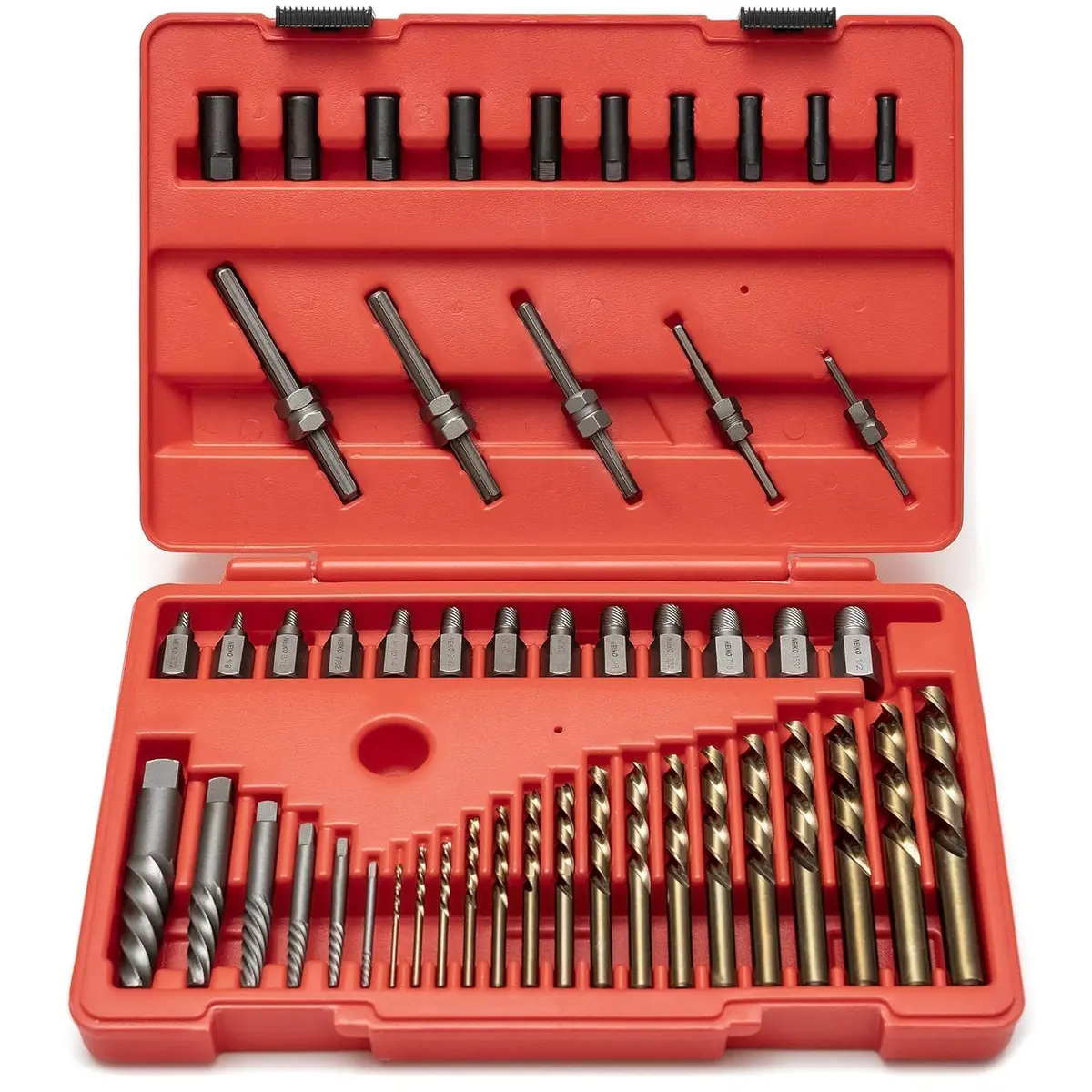 NEIKO 55-Piece Master Screw Extractor Set | 5/64" to 1/2" Multi Spline, Spiral, Nut Extractors | Stripped Screws, Studs, Fittings Extraction - main product image