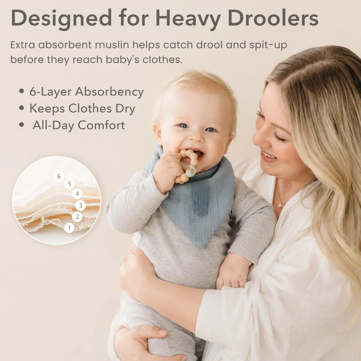 Konssy Baby Muslin Bandana Bibs 10 Pack | 6-Layer Organic Cotton, Adjustable, Soft & Absorbent for Drooling & Teething (One Size) - view 8