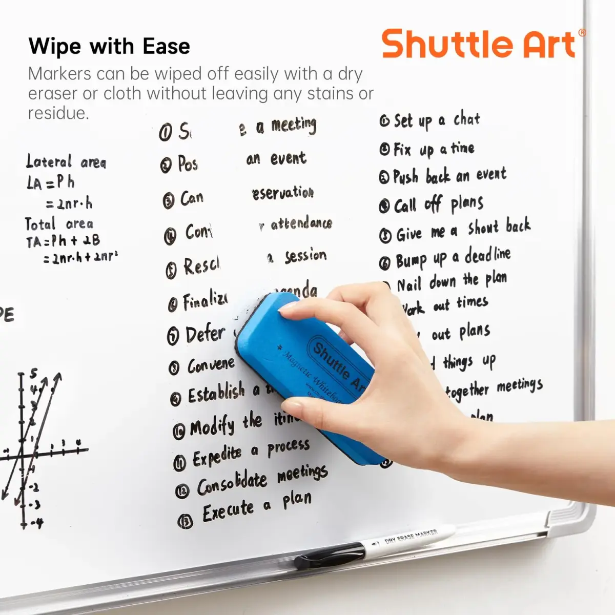 Shuttle Art Black Dry Erase Markers, 16 Pack Fine Tip | Writes Smoothly, Wipes Cleanly - view 6