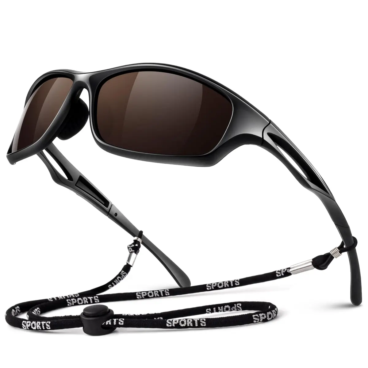 LINVO Polarized Sports Sunglasses Men Women UV400 Protection Wrap Around Goggles (62mm Lens, Black Frame) - main product image