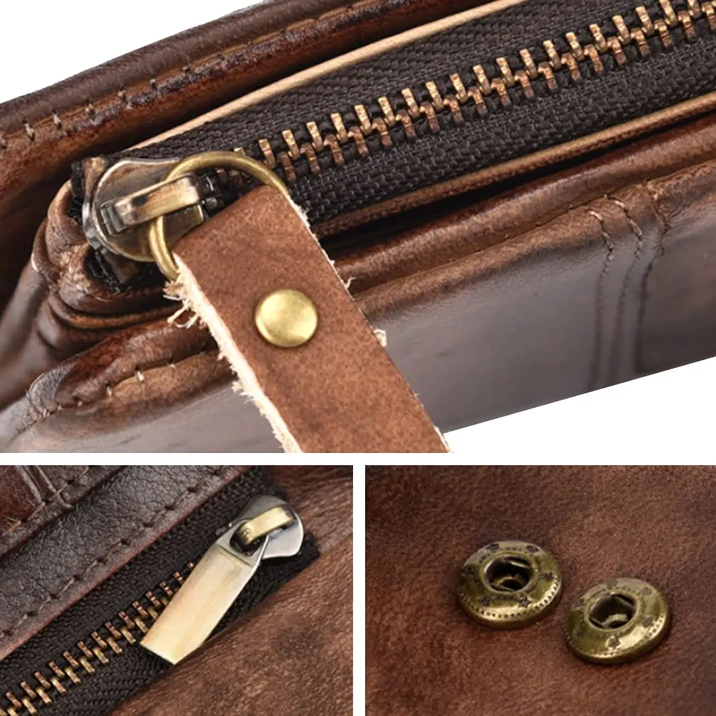 Hebetag Genuine Leather Long Wallet Clutch Purse with 18 Card Slots & Wrist Strap | Brown - view 8