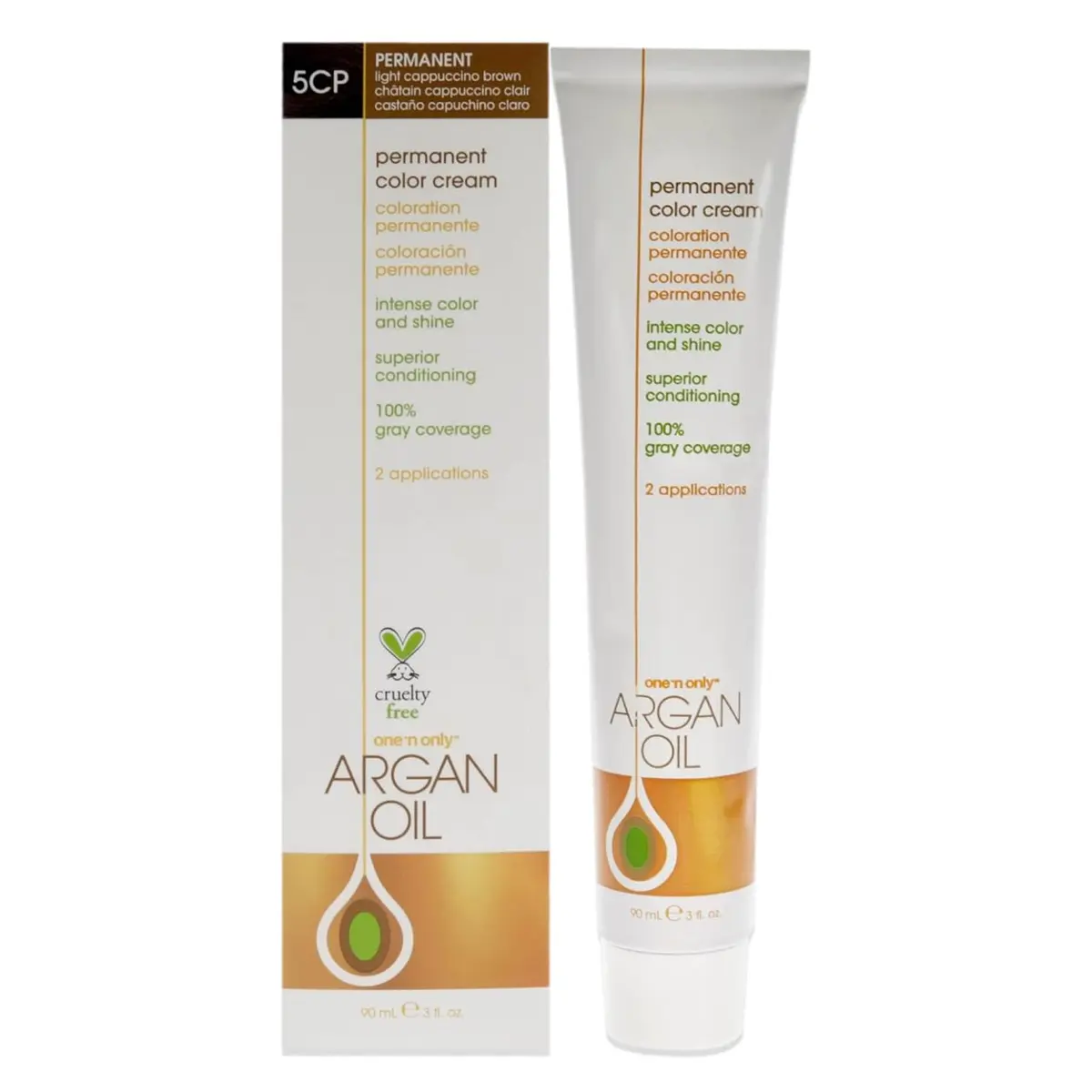 One 'N Only Permanent Hair Color & Dye, 5CP Light Cappuccino Brown, 3 oz | Rich, True Tones with Argan Oil (120 chars) - main product image