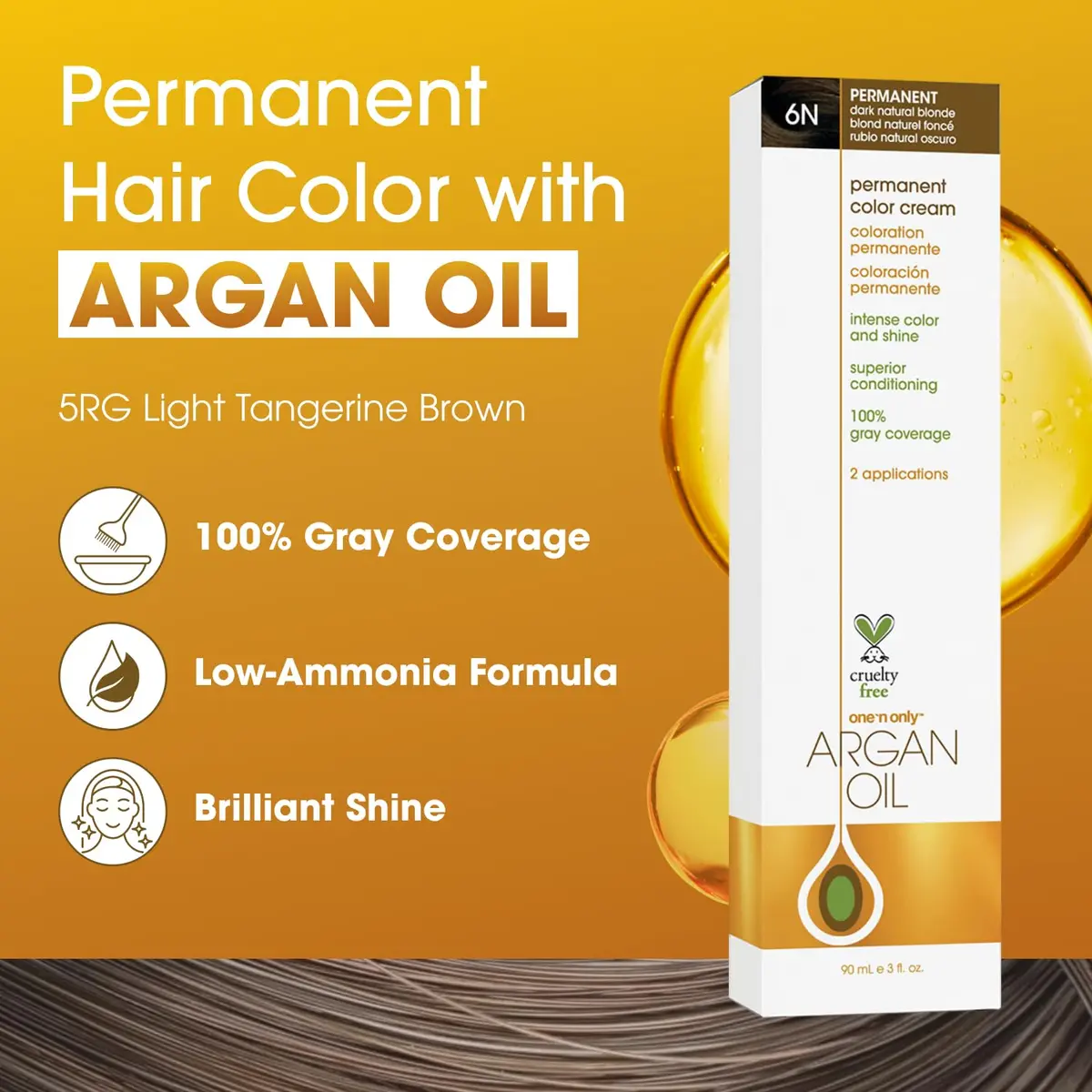 One 'N Only Permanent Hair Color & Dye 6N Dark Natural Blonde 3 Fl Oz | Deep Rich Tones with Argan Oil Nourishment - view 2