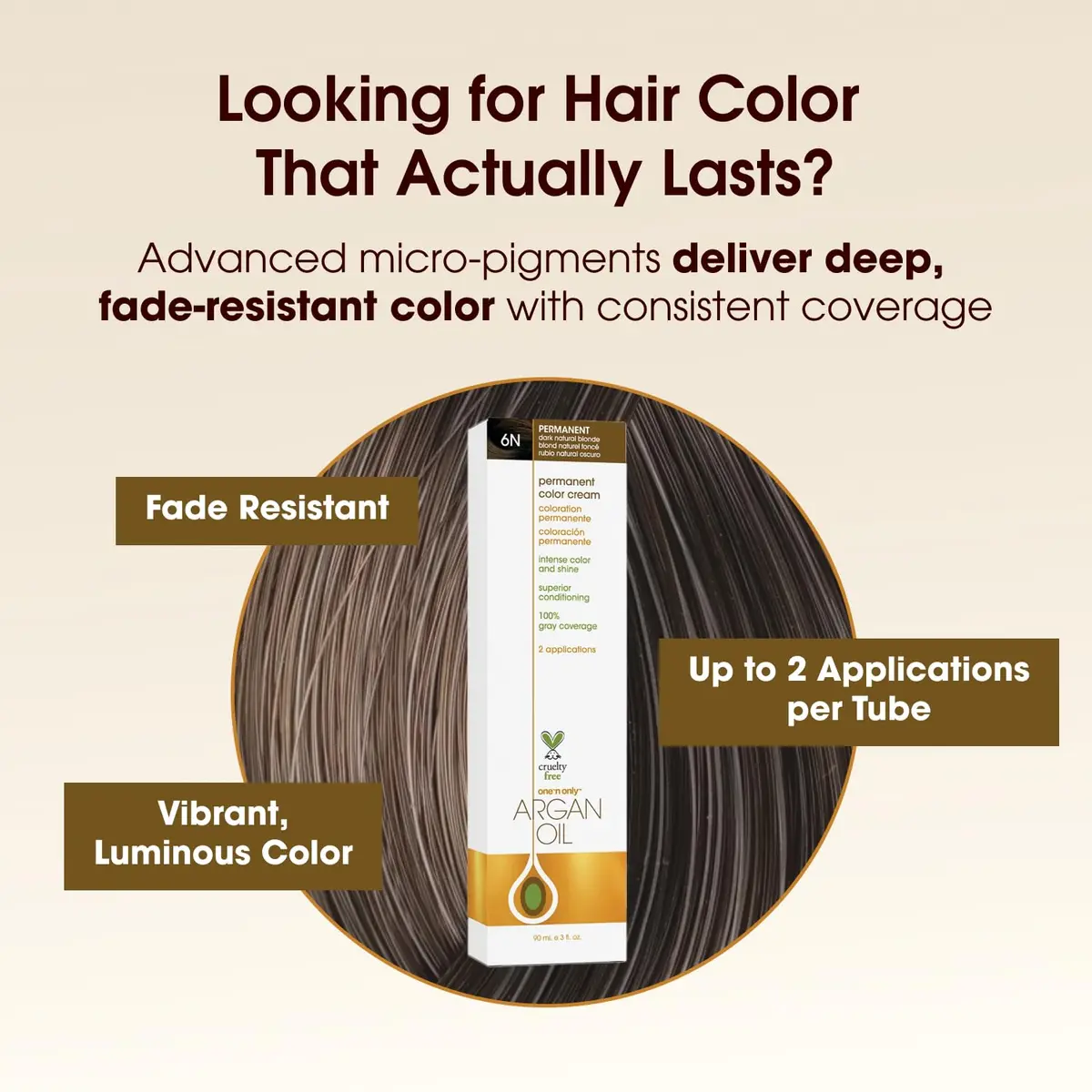 One 'N Only Permanent Hair Color & Dye 6N Dark Natural Blonde 3 Fl Oz | Deep Rich Tones with Argan Oil Nourishment - view 3