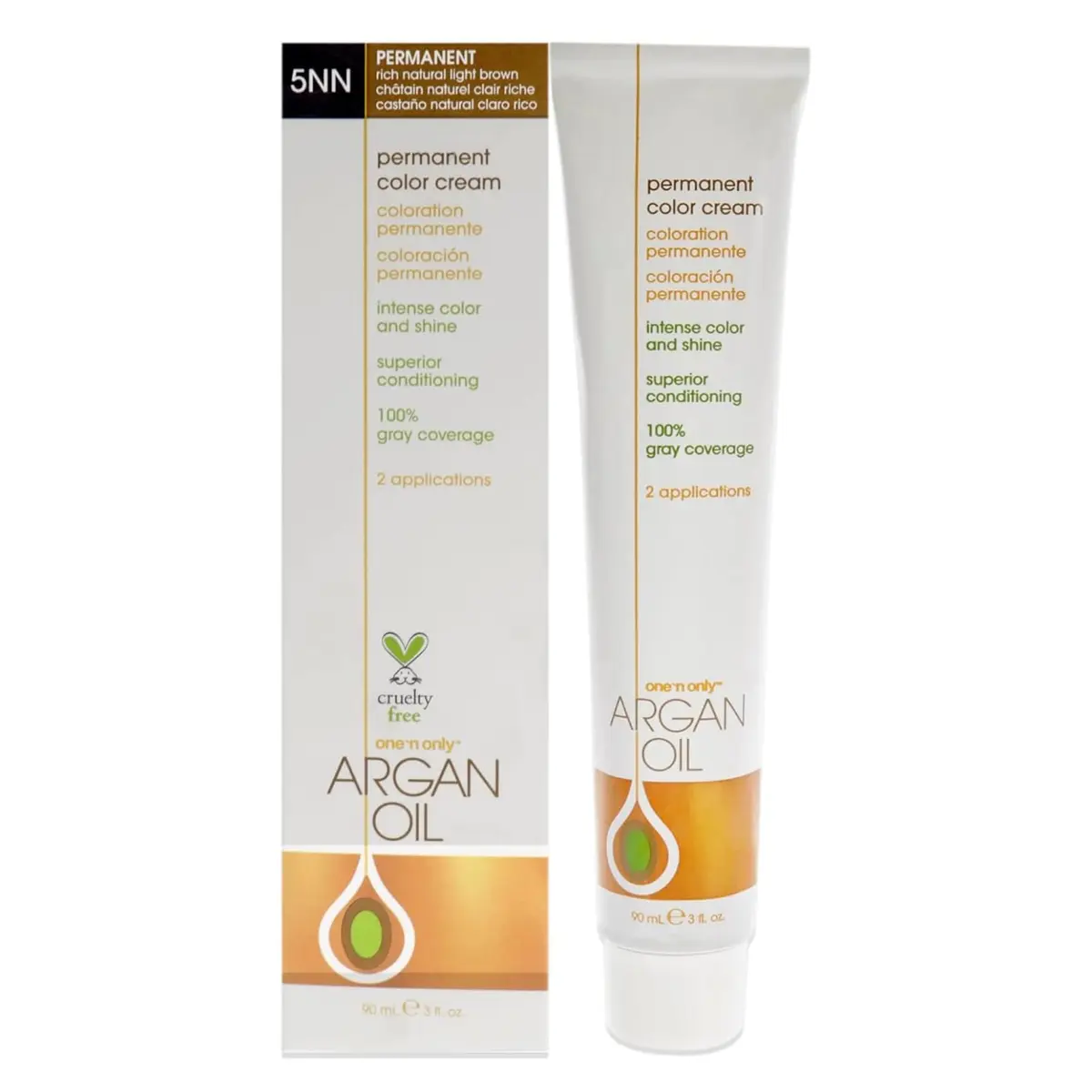 One 'N Only Permanent Hair Color & Dye 5NN Rich Natural Light Brown 3 oz | Deep, Accurate Tones with Gray Coverage - main product image